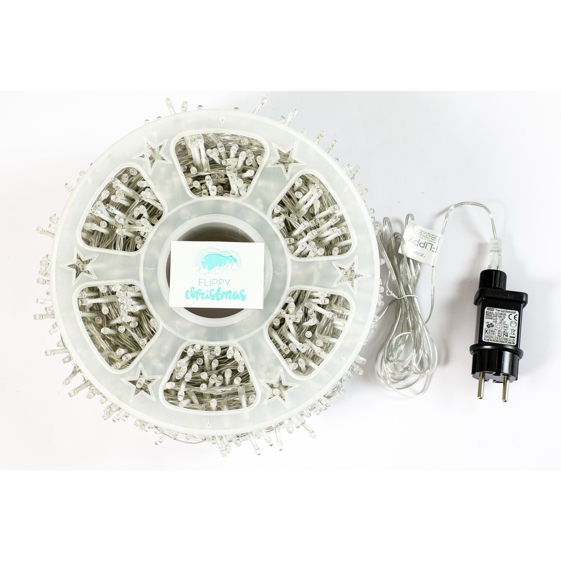 Instalatie Craciun liniara, fir transparent, cu transformator, 50m, alb cald, 2000 LED-uri, 8 jocuri de lumini, Vafy