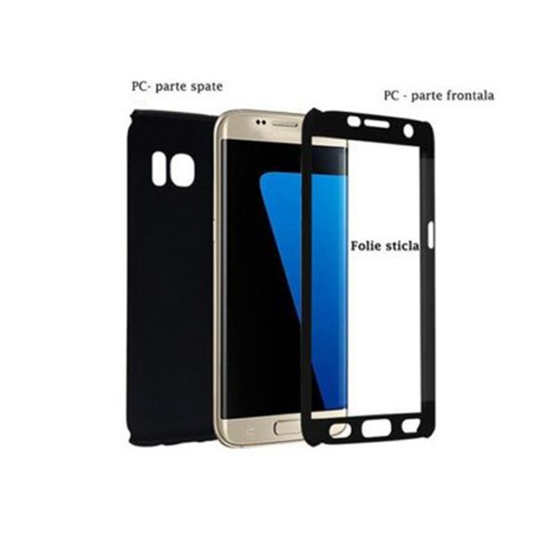 Husa Samsung Galaxy A3 2017 Full Cover 360 Negru + Folie de protectie