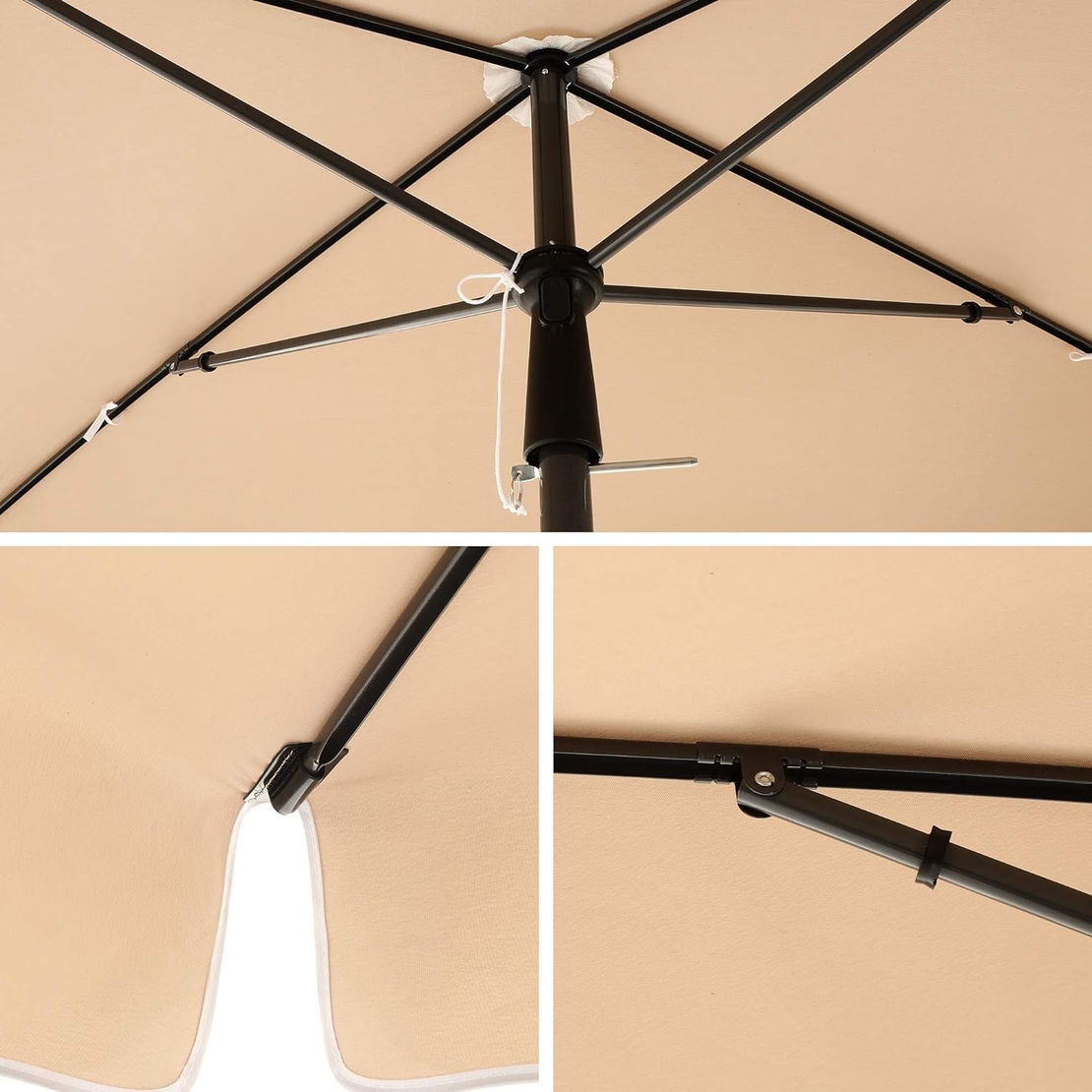SONGMICS Umbrela terasa gradina sau plaja, cu inclinare, husa, 200x125cm, taupe