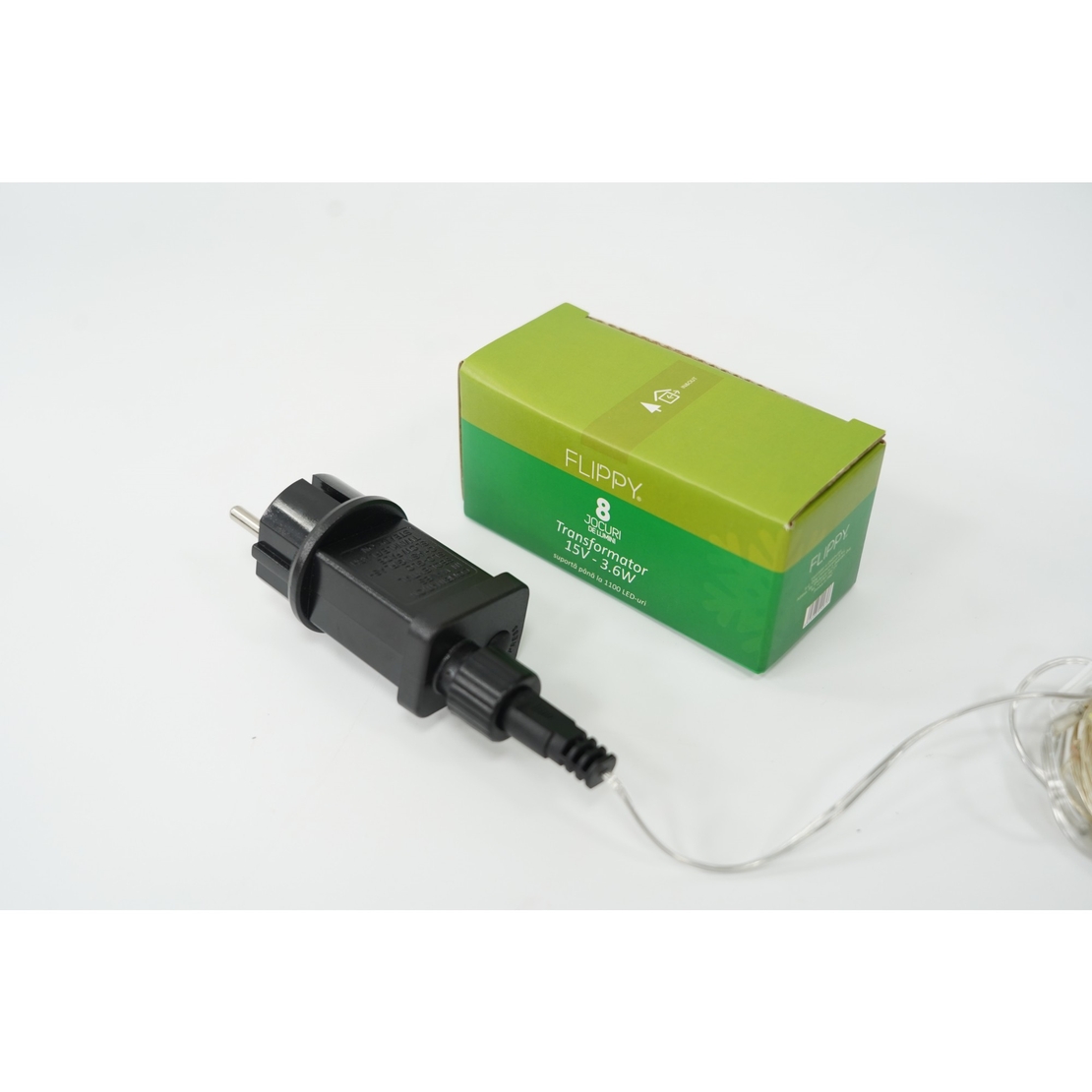 Transformator, Vafy, 8 jocuri de lumini, 15 v - 3.6W, pentru instalatii cu fir subtire din cupru
