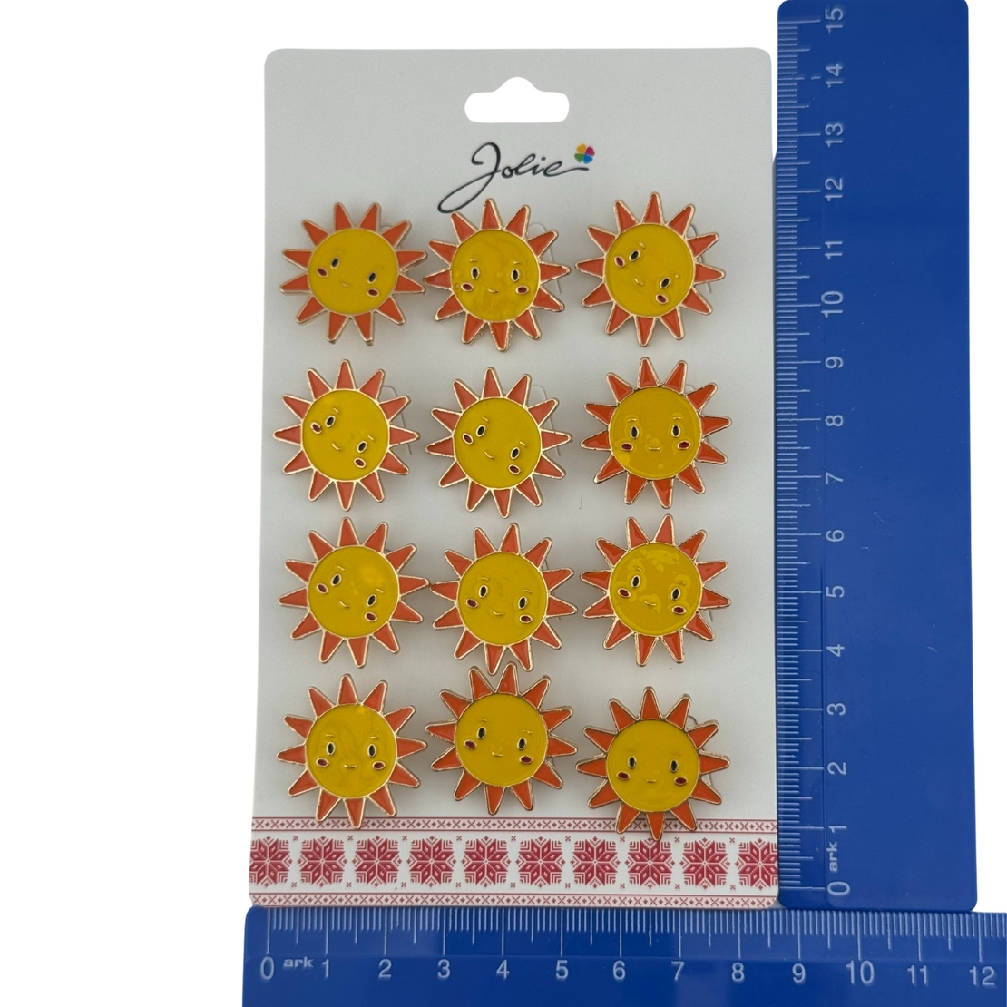Set 12 Brose Martisor pentru Copii, Jolie, Model Soare, Galben