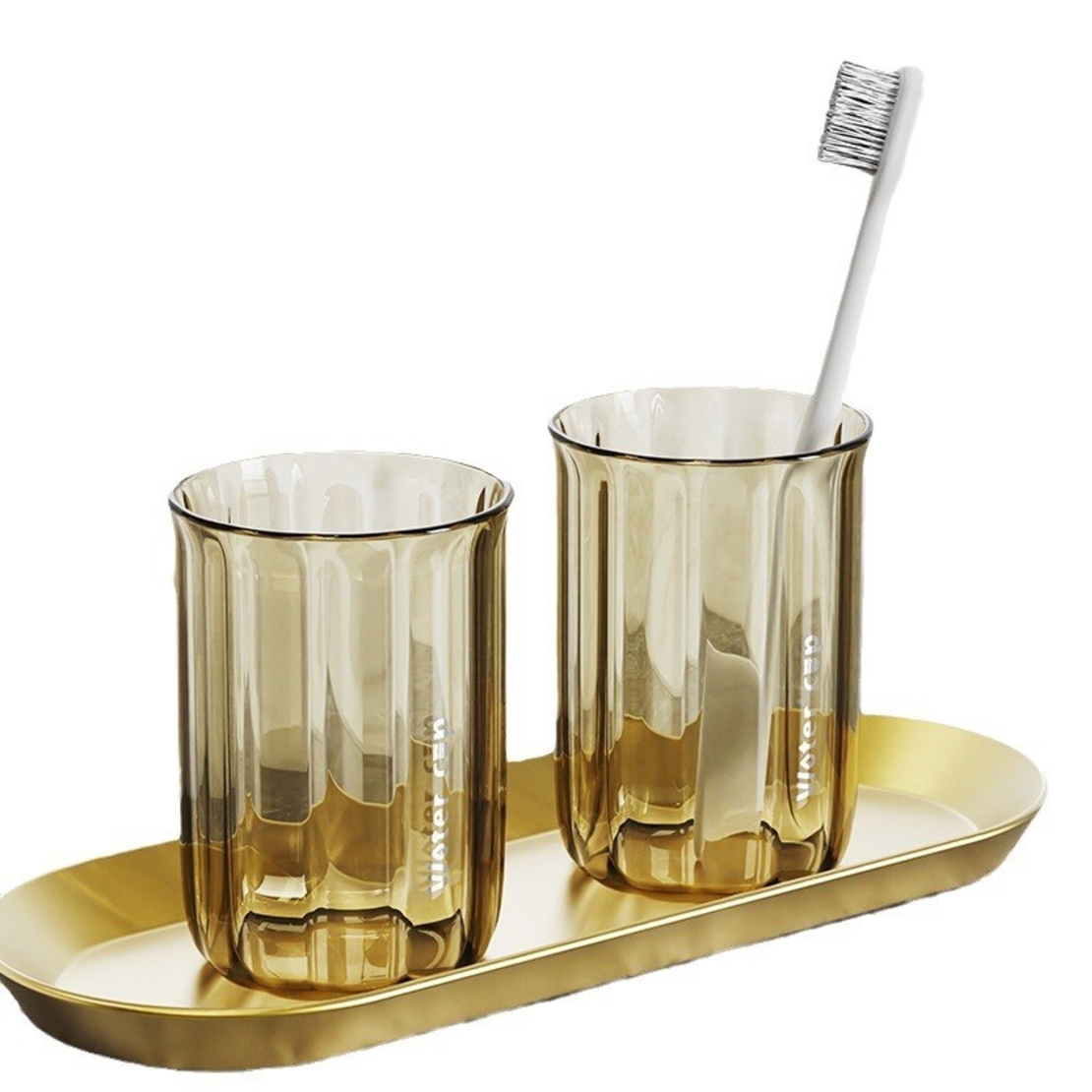 Cana de Apa pentru Clatit, Flippy, pentru Periuta de Dinti, 200 ml, 10.4 x 7.3 cm, Maro Transparent
