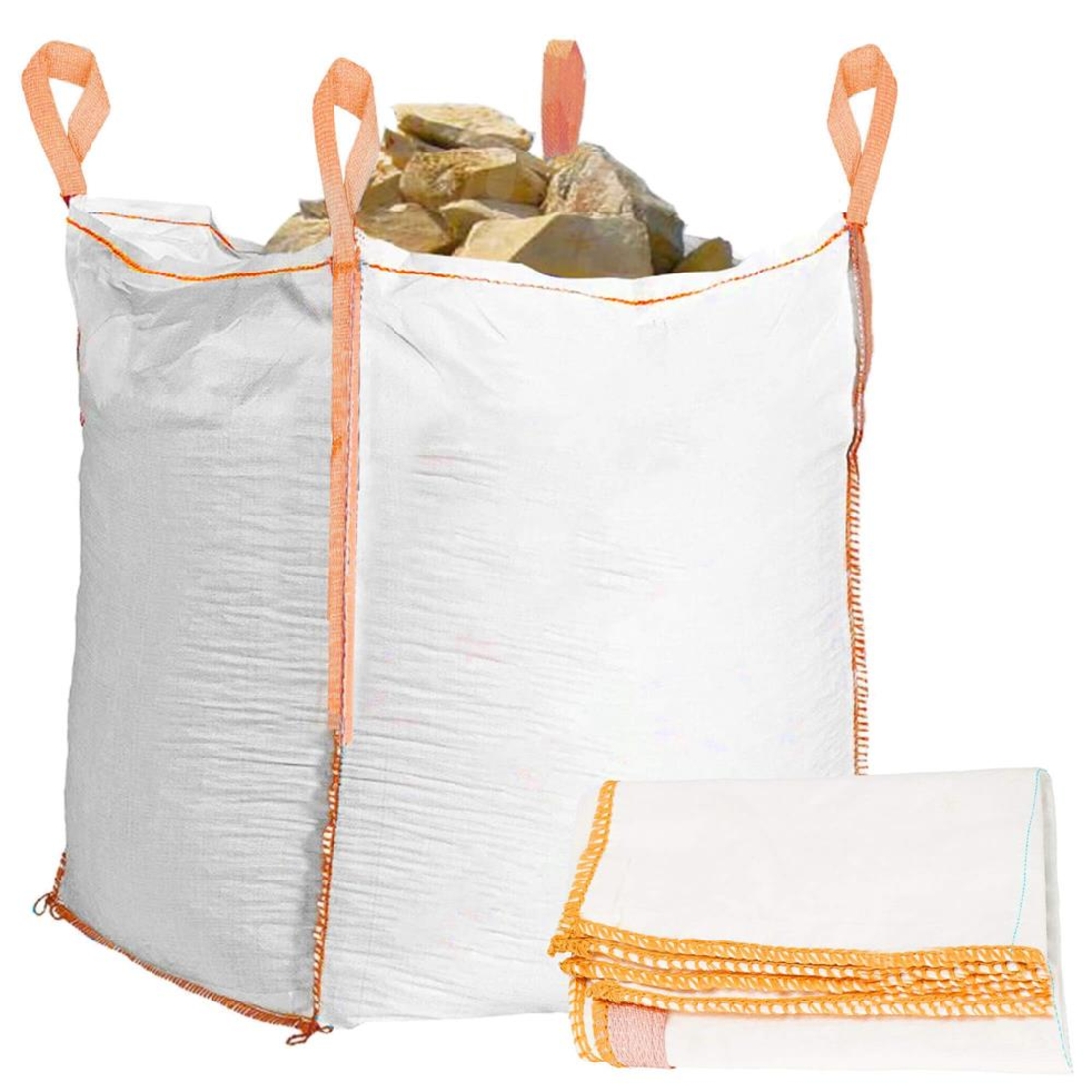 Sac gradina big bag pentru frunze si deseuri vegetale, 420 L, 500 kg, 75x75x75 cm, alb