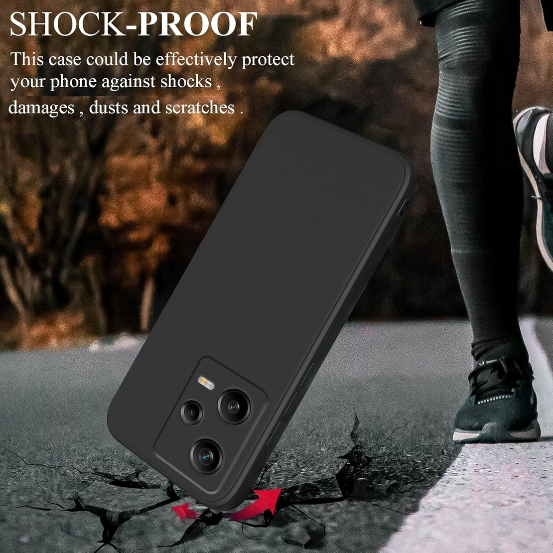 Husa de Protectie Matte TPU, Vafy, pentru Xiaomi Redmi 12 Pro, Protectie Camera, Antisoc, Antizgariere, Antialunecare, Acoperire Completa, Negru