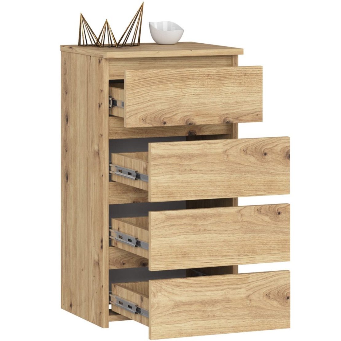 Comoda cu 4 sertare, PAL laminat 16mm, 40x35x74 cm, stejar artisan