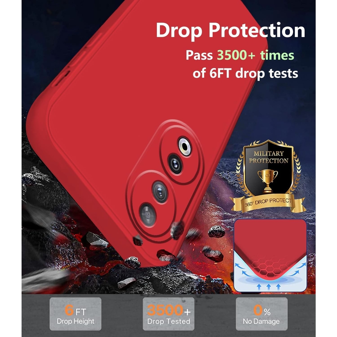 Husa de Protectie, Vafy, pentru Honor 90, Liquid Silicone, cu Microfibra pe Interior, Protectie Antisoc, Compatibil Incarcare Wireless, Rosu
