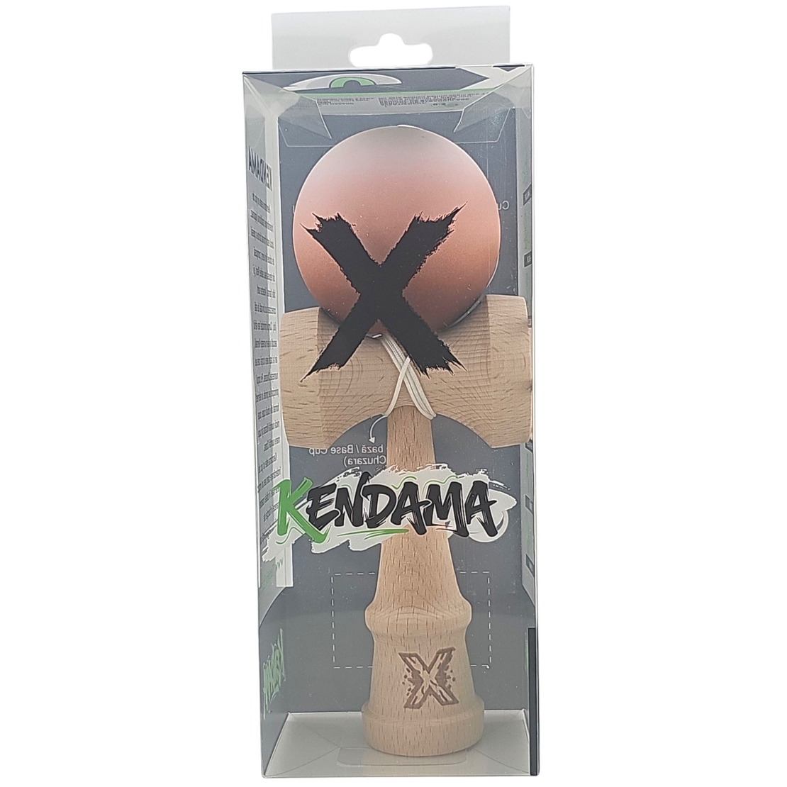 Kendama X Originala, Profesionala, Flippy, din Lemn, Rubber Grip, 18 cm, Maro/Bej/Roz