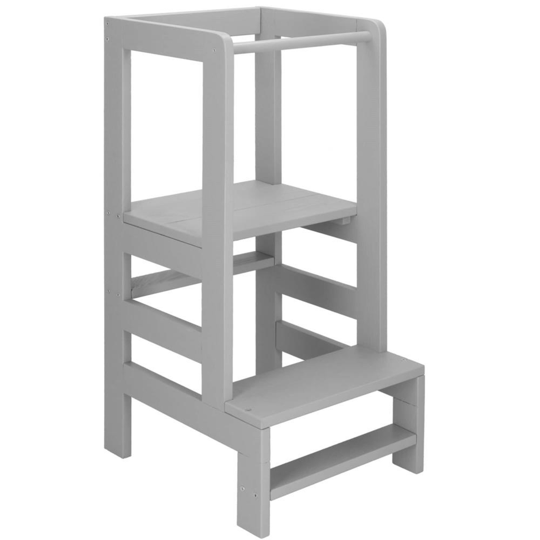 Turn de invatare inaltator multifunctional din lemn, platforma reglabila pe 3 inaltimi, 90x39x44 cm, gri