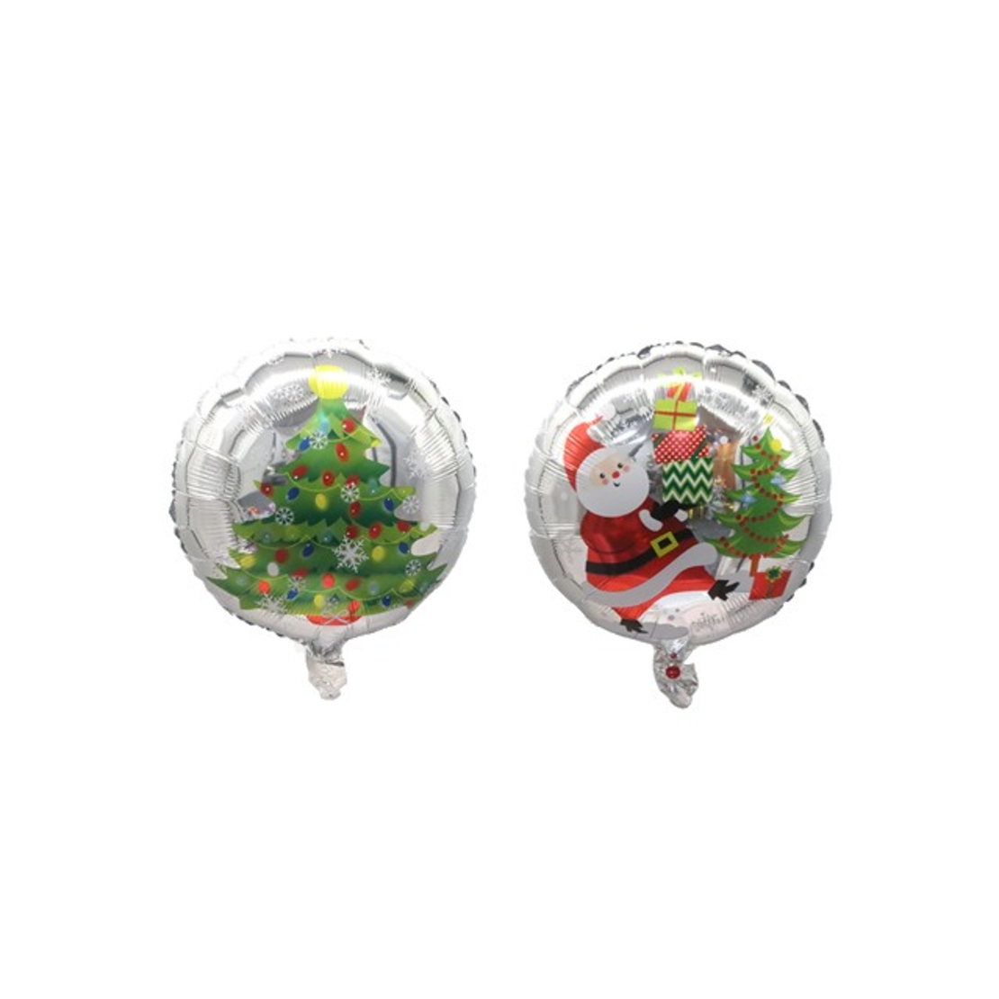 Balon Rotund, Vafy, din Folie de Aluminiu, Tema Craciun, Model Mos Craciun si Brad, 44.5x53 cm, Multicolor