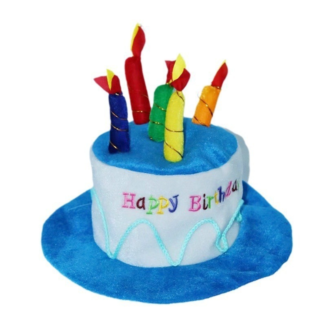 Palarie Happy Birthday, Flippy, Accesoriu pentru Petrecere, Model Tort, Tematica Aniversare, 60x60x55 cm, Albastru