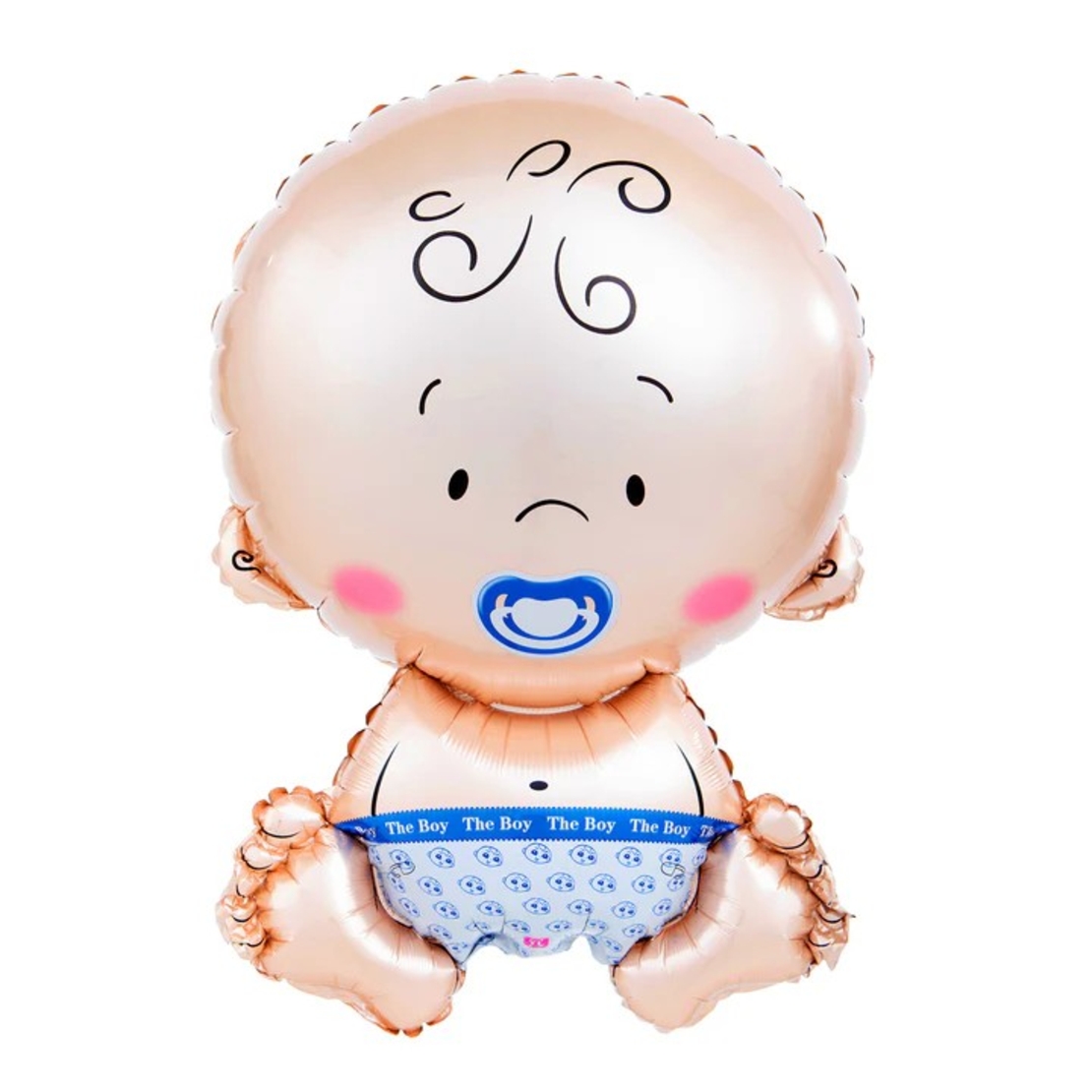 Balon din Folie Metalizata, Vafy, Figurina Baietel, Tema Botez, 73x48 cm, Ambalaj Individual, Pai Inclus, Umflare cu Aer sau Heliu, Albastru