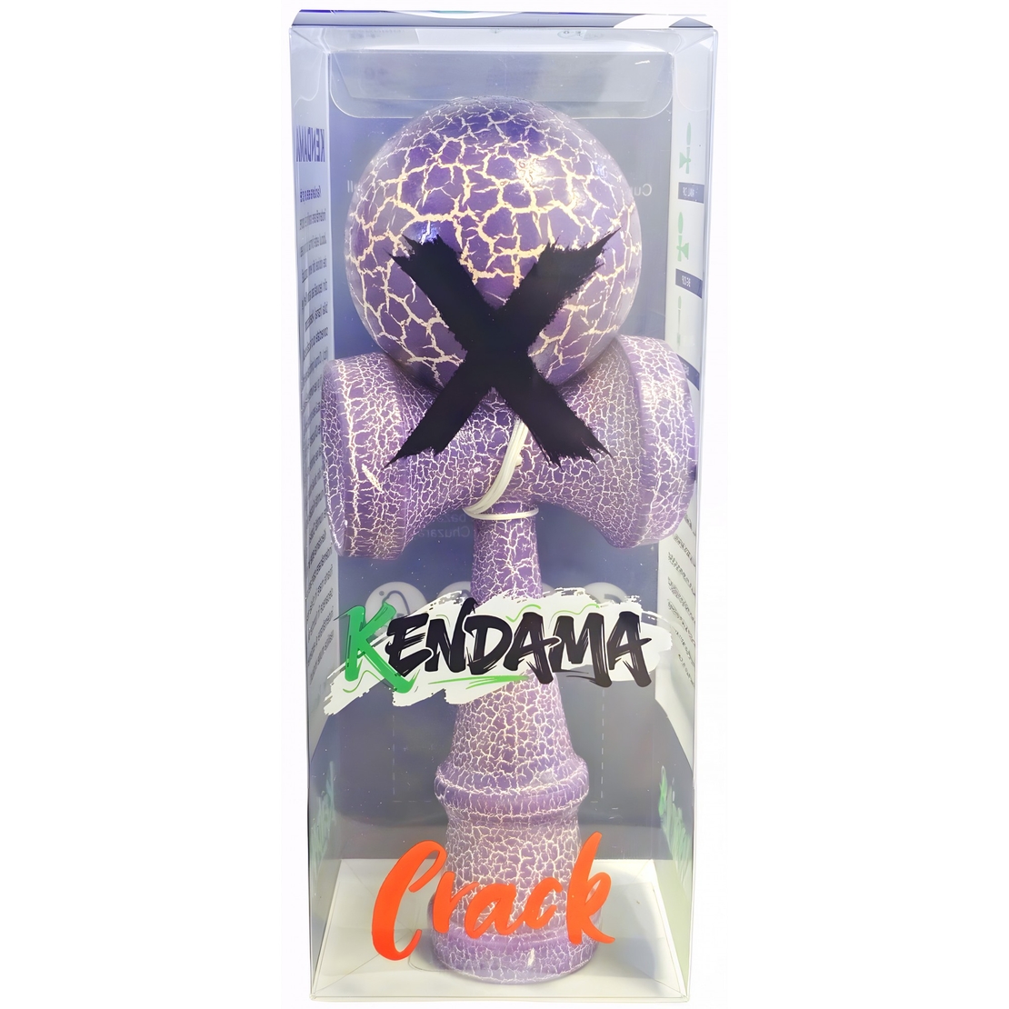 Kendama X Originala, Profesionala, Flippy, Kendama Cracked, din Lemn – 18 cm, Lila/Alb