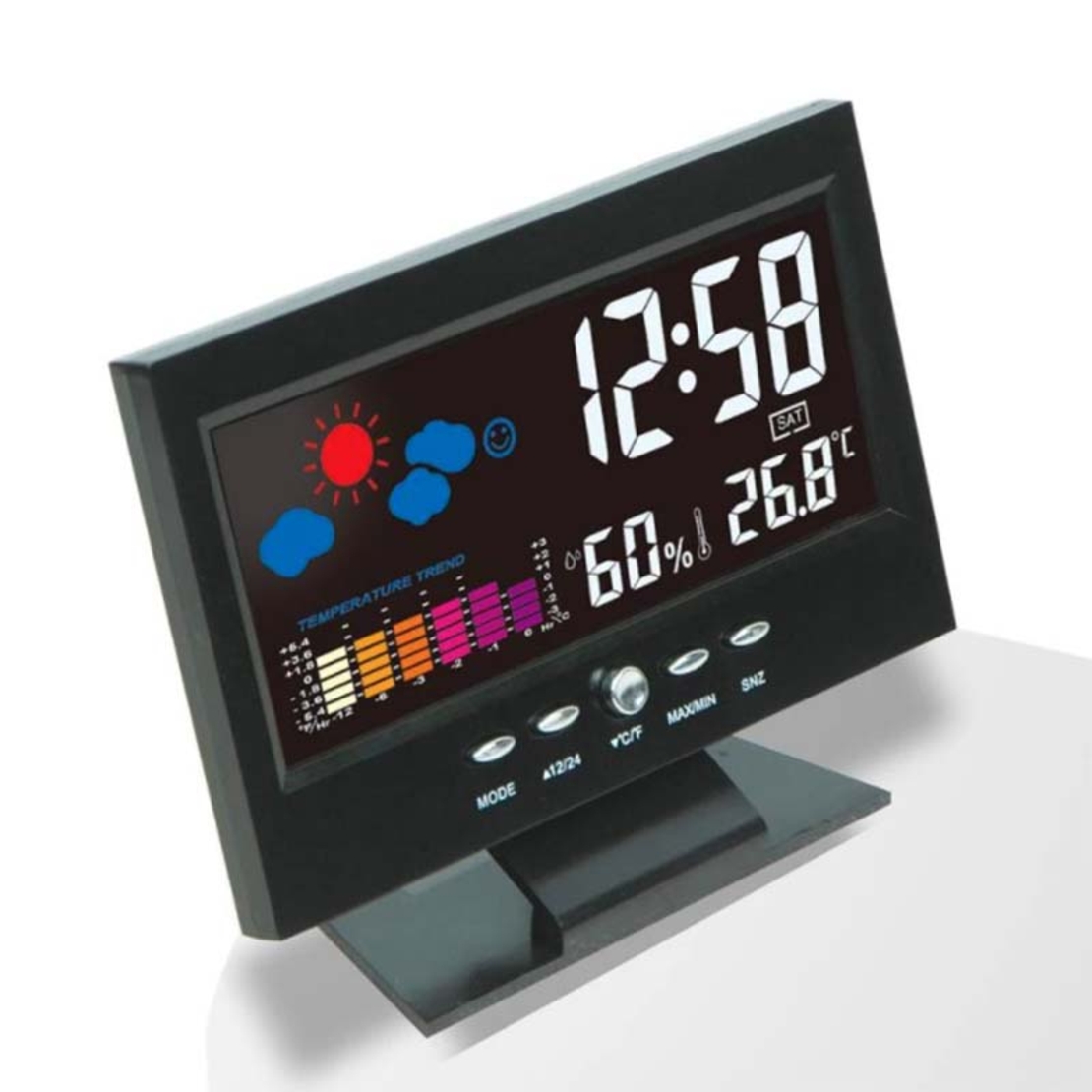 Statie meteo digitala, pentru interior, cu afisaj color, termometru si higrometru, 15x11x5 cm