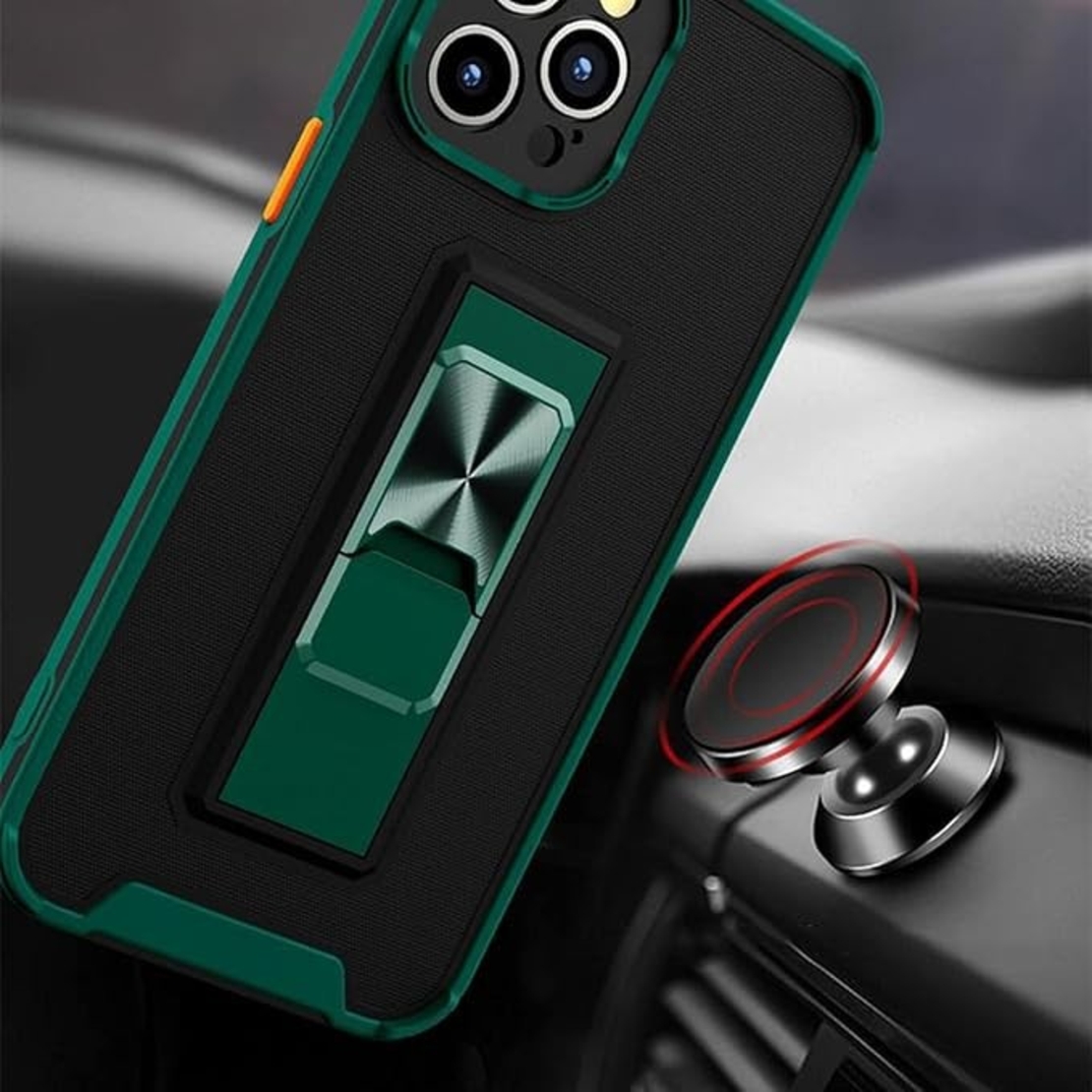 Husa Telefon, Vafy, Compatibila Apple iPhone 13 Mini, Carcasa Defender Sergeant Brave, Magnetic, cu Suport, Verde Inchis