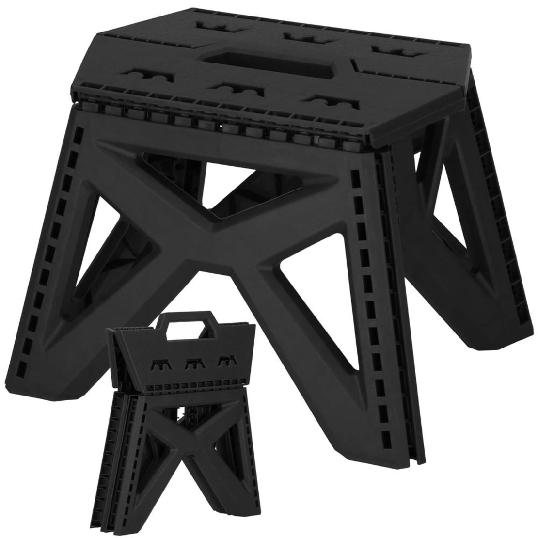 Scaun inaltator multifunctional tip scara, 100 kg, compact, cu maner, 23x31x23 cm, negru