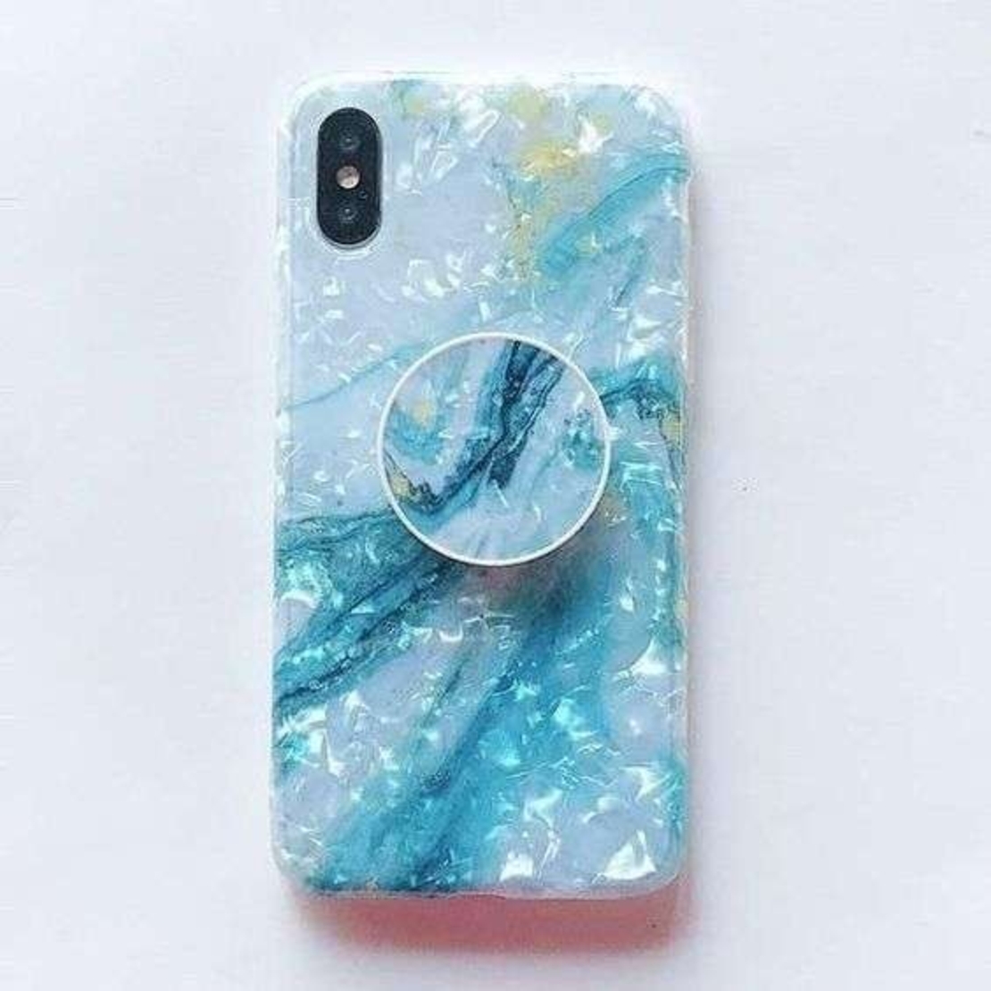 Husa protectie pentru Apple iPhone SE 2020 Soft IMD TPU Marble Albastru Suport inclus