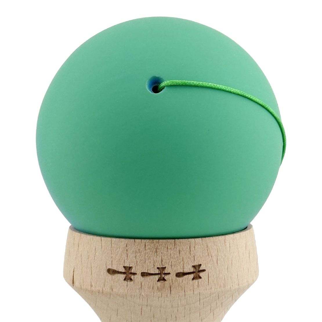 Kendama X Originala, Profesionala, Flippy, Cupe Mari KING SIZE V3, Rubber Grip, Gaura in Baza, Rulment Metalic, din lemn 18 cm, Ata 62/65 cm, Gradient Verde/Albastru
