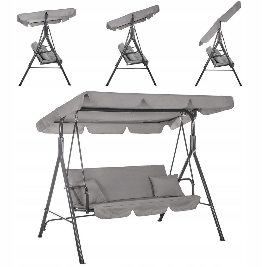 Leagan Balansoar Sersimo Luna GS13S cu Pernite pentru Terasa sau Gradina, 3 locuri, 220kg, gri