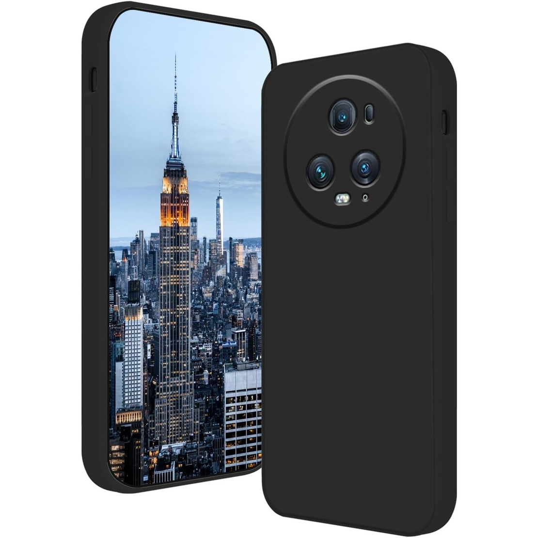 Husa de Protectie, Vafy, pentru Honor Magic 5 Pro, Liquid Silicone, cu Microfibra pe Interior, Protectie Antisoc, Compatibil Incarcare Wireless, Negru