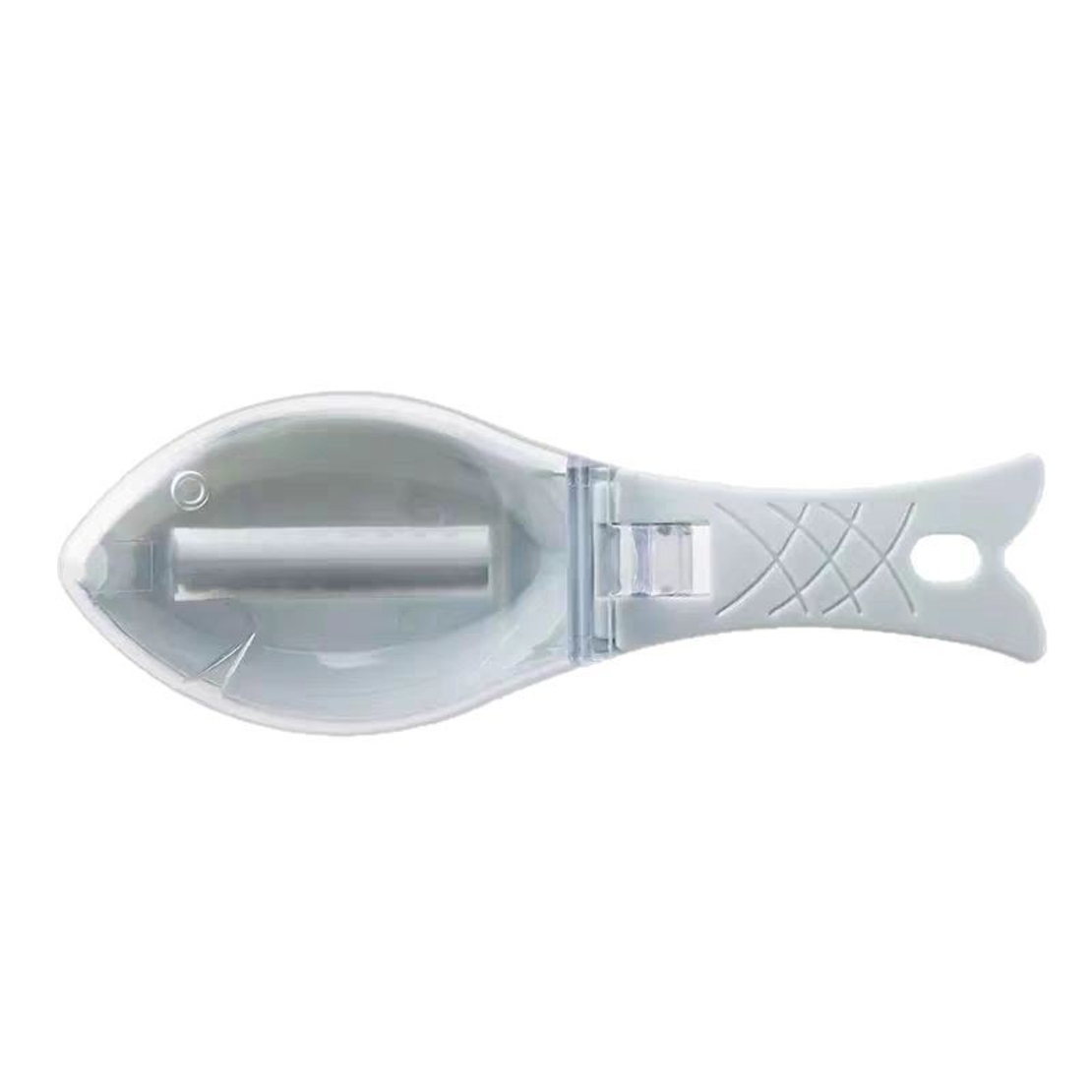 Curatator de Solzi de Peste, Vafy, Manual, Forma Peste, cu Compartiment de Colectare, din Plastic, 15.5x5.5 cm, Alb