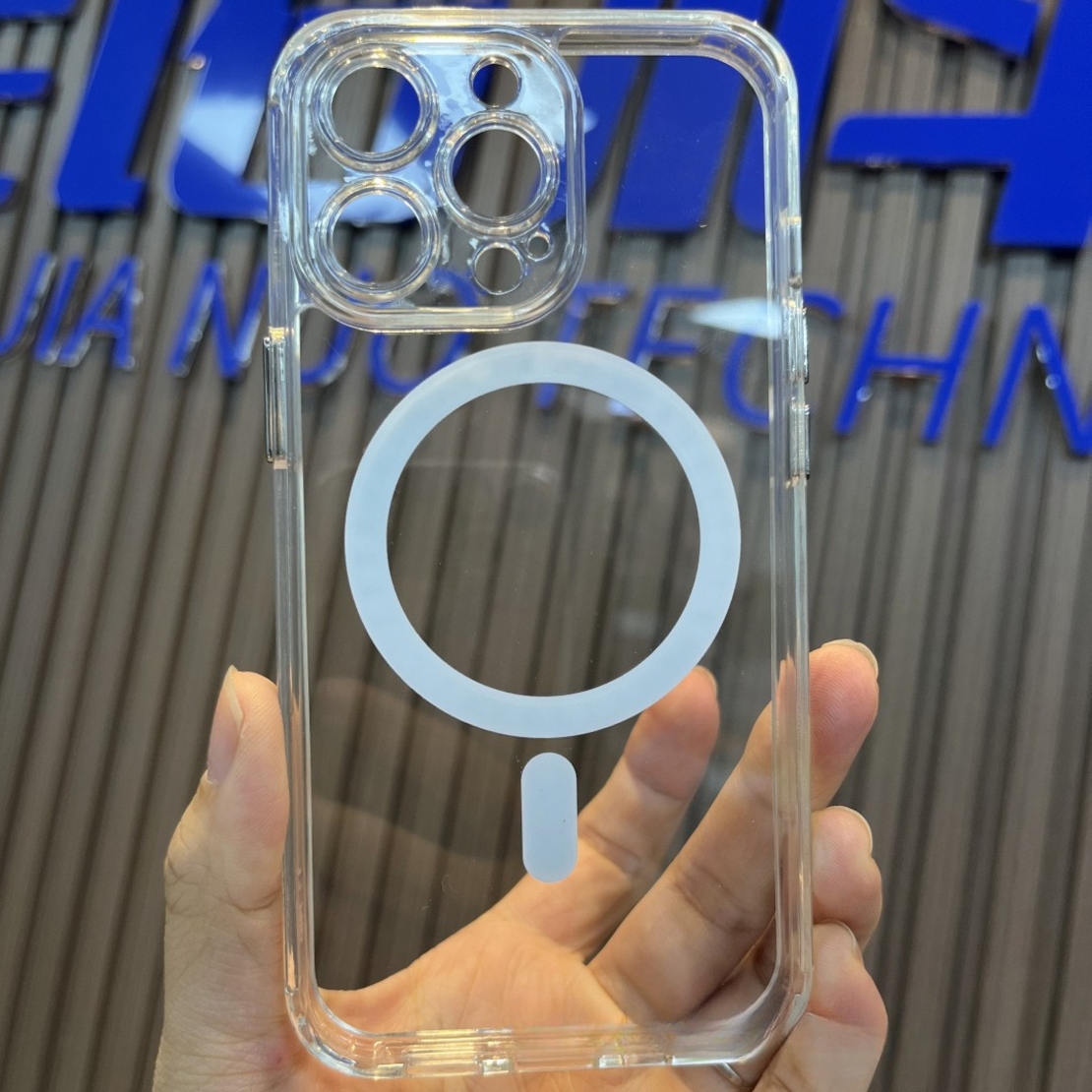 Husa protectie Vafy pentru iPhone 14 Pro Mag Safe, 2 in 1 incarcare si magnet, Silicone, Transparenta