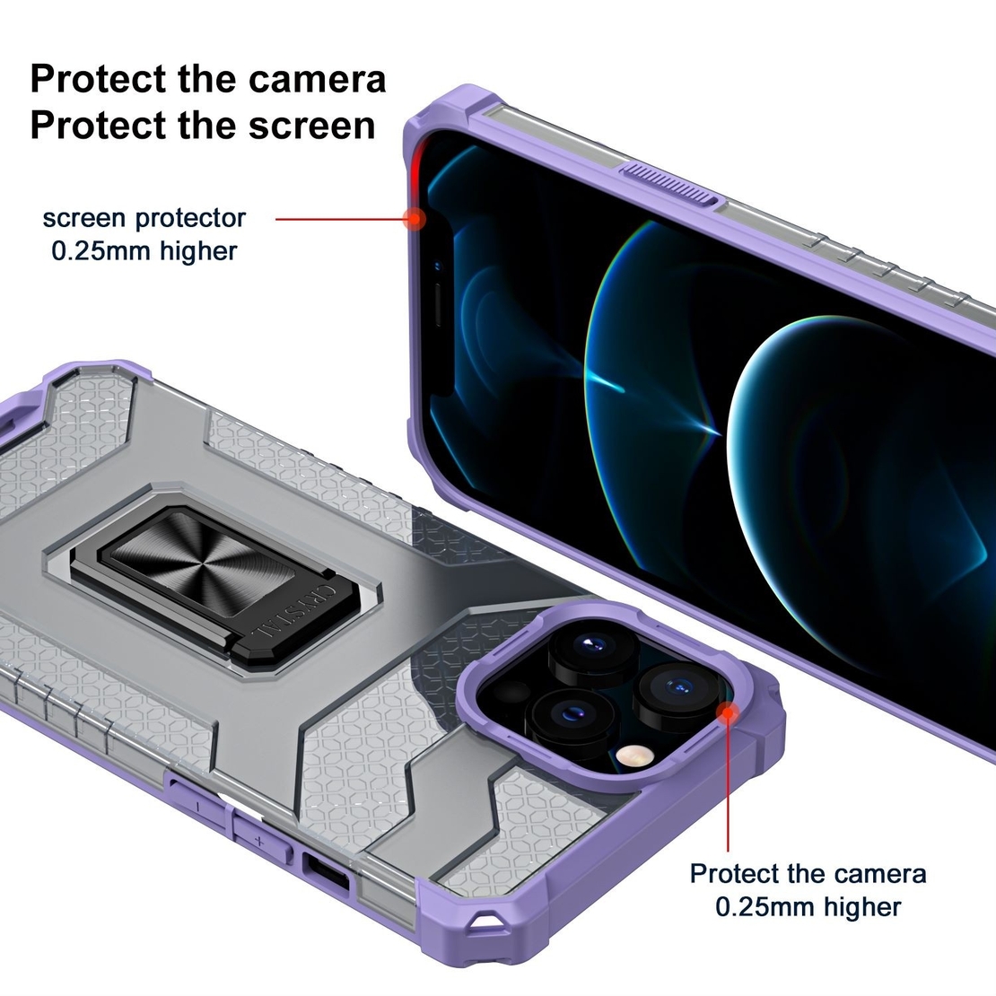 Husa de protectie Vafy compatibila cu Apple iPhone 13 Pro Max Acrylic Armor cu suport Mov