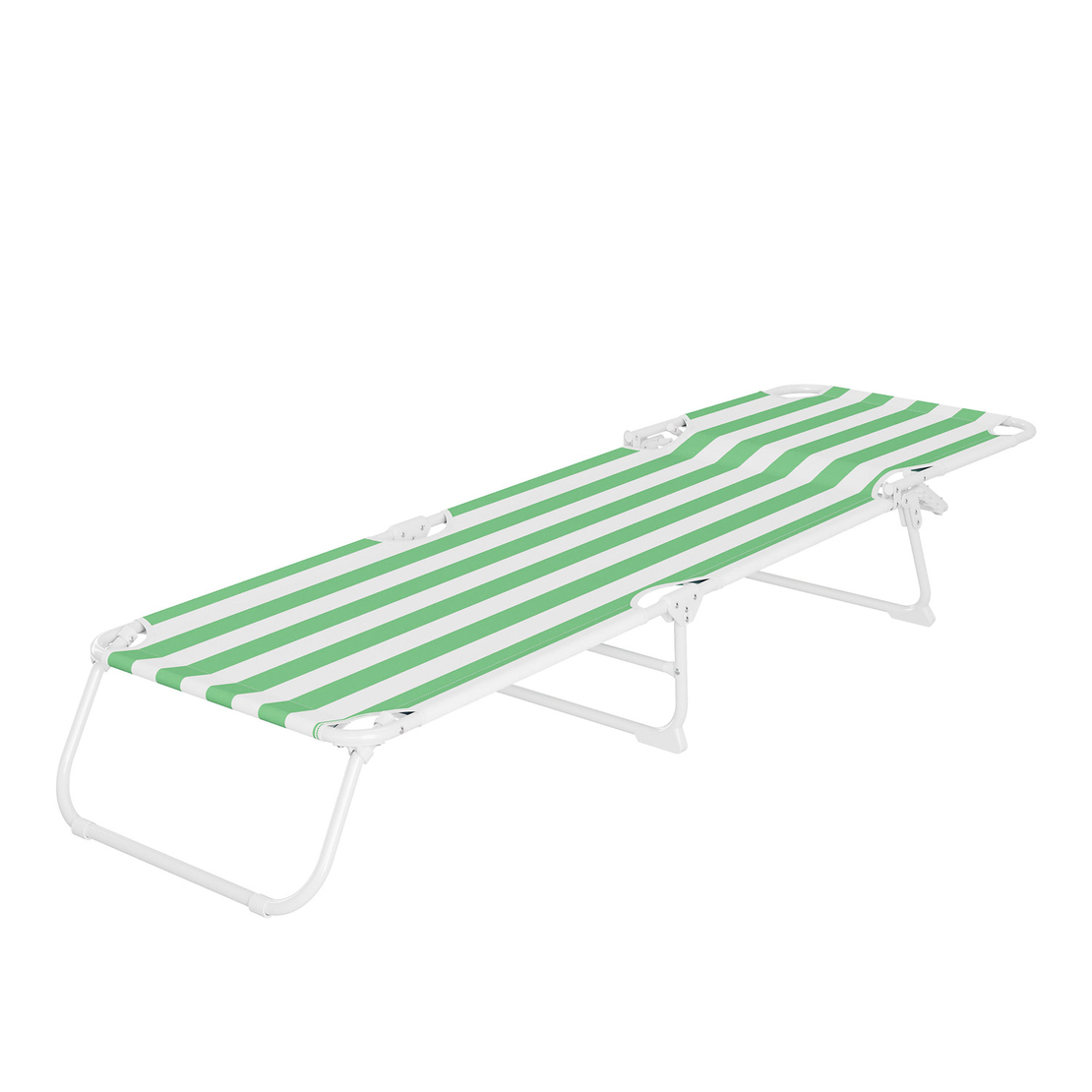 Sezlong pliant Sersimo, 186 x 56 cm, pentru plaja sau gradina, alb verde, capacitate 110kg