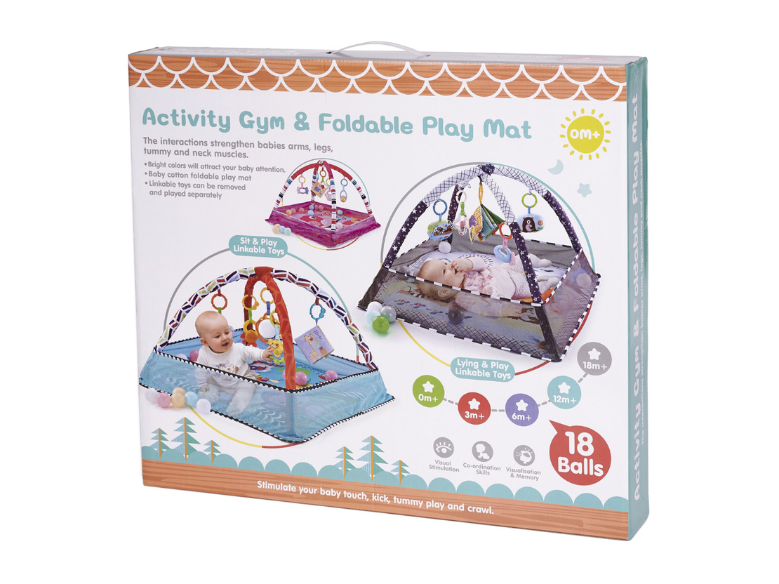 Tarc de joaca pentru bebelusi, 76x76x50 cm, roz – cu jucarii, mingi si arcade interactive