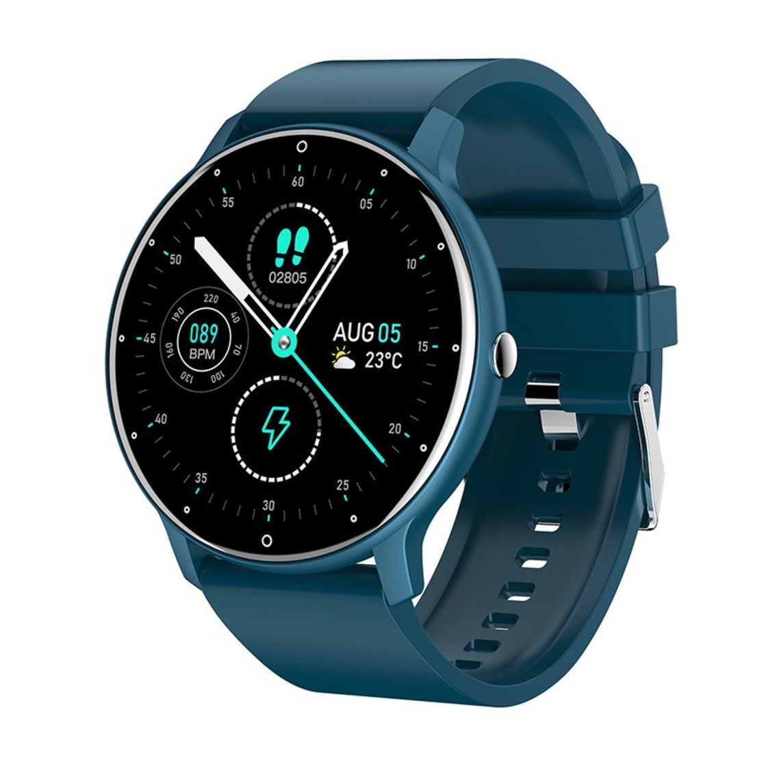 Ceas smartwatch si bratara fitness Vafy ZL02D, oxigen, ritm cardiac, pedometru, notificari, IP67, Compatibil cu Android/iOS, vibratii, multi sport, Albastru inchis