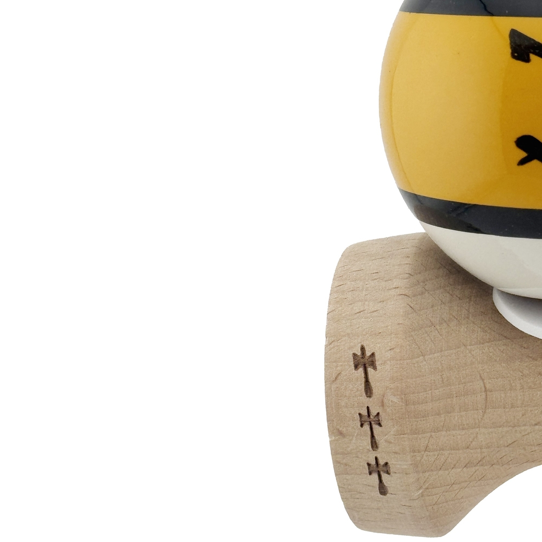Kendama X Zen Series Originala, Profesionala, Flippy, Cupe Mari KING SIZE V3, Super Sticky, Gaura in Baza, Rulment Metalic, din lemn 18 cm, Ata 62/65 cm, Auriu