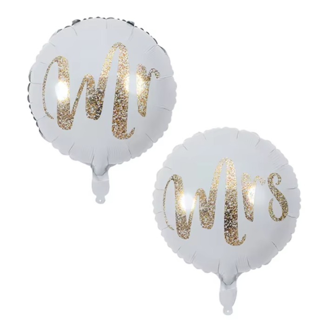 Balon din Folie Metalizata, Flippy, Figurina Cerc, Model MR, Tematica Nunta, 45 cm, Ambalaj Individual, Pai Inclus, Umflare cu Aer sau Heliu, Alb