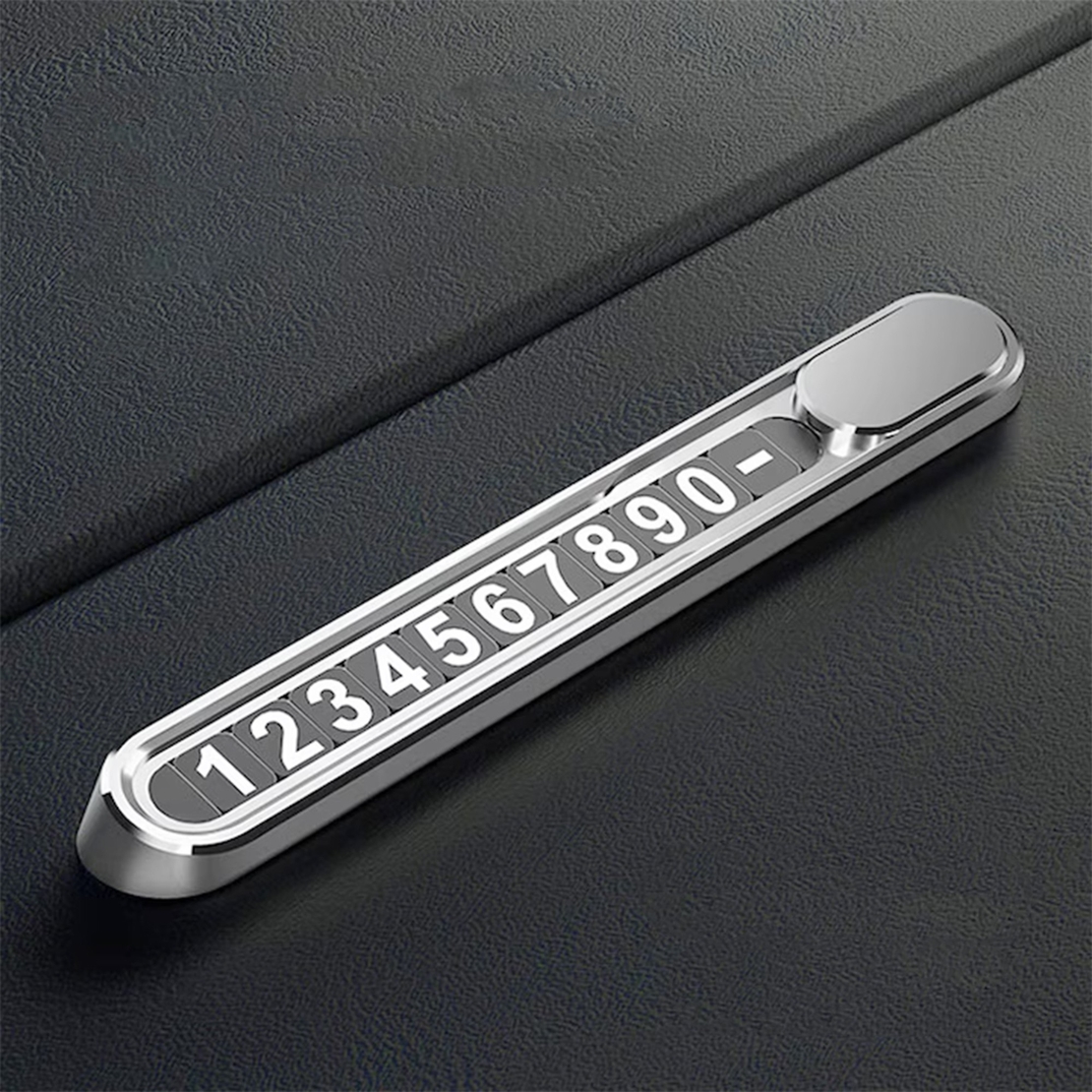 Suport Auto Numar Telefon Parbriz, Flippy, Aliaj de Aluminiu, Lipire cu Banda Dubla Adeziva, 13,8 cm, Argintiu