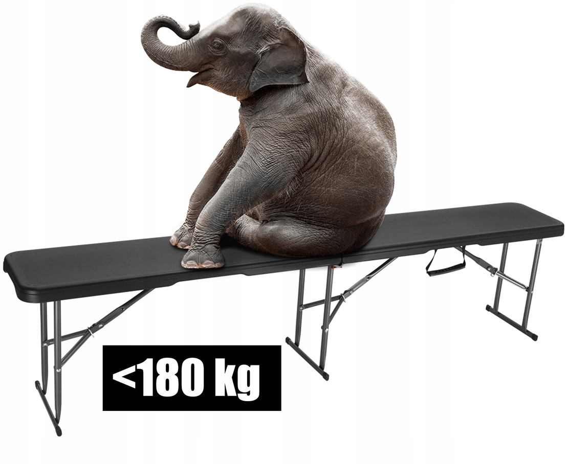 Banca pliabila pentru gradina sau catering, HDPDE, 180x28x43cm, negru