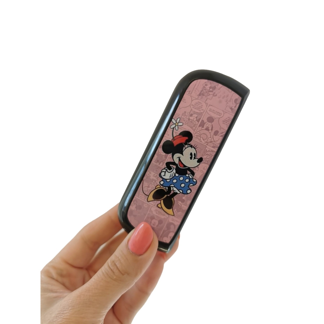 Set Husa Si Capac Plastic Vafy, pentru IQOS Iluma, de Protectie, Capac Magnetic, Anti Soc si Zgarieturi, 20 gr, 12 x 4 x 2.5 cm, Model Minnie Mouse, Roz