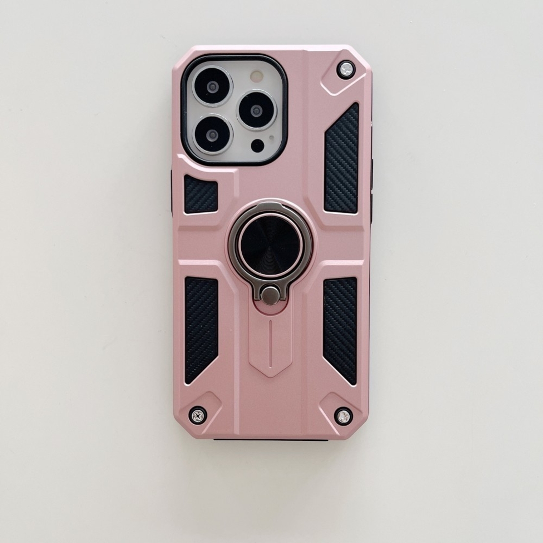 Husa protectie Vafy compatibila cu Apple iPhone 13 Pro Defender Model 5 cu suport prindere inel,Roz Auriu
