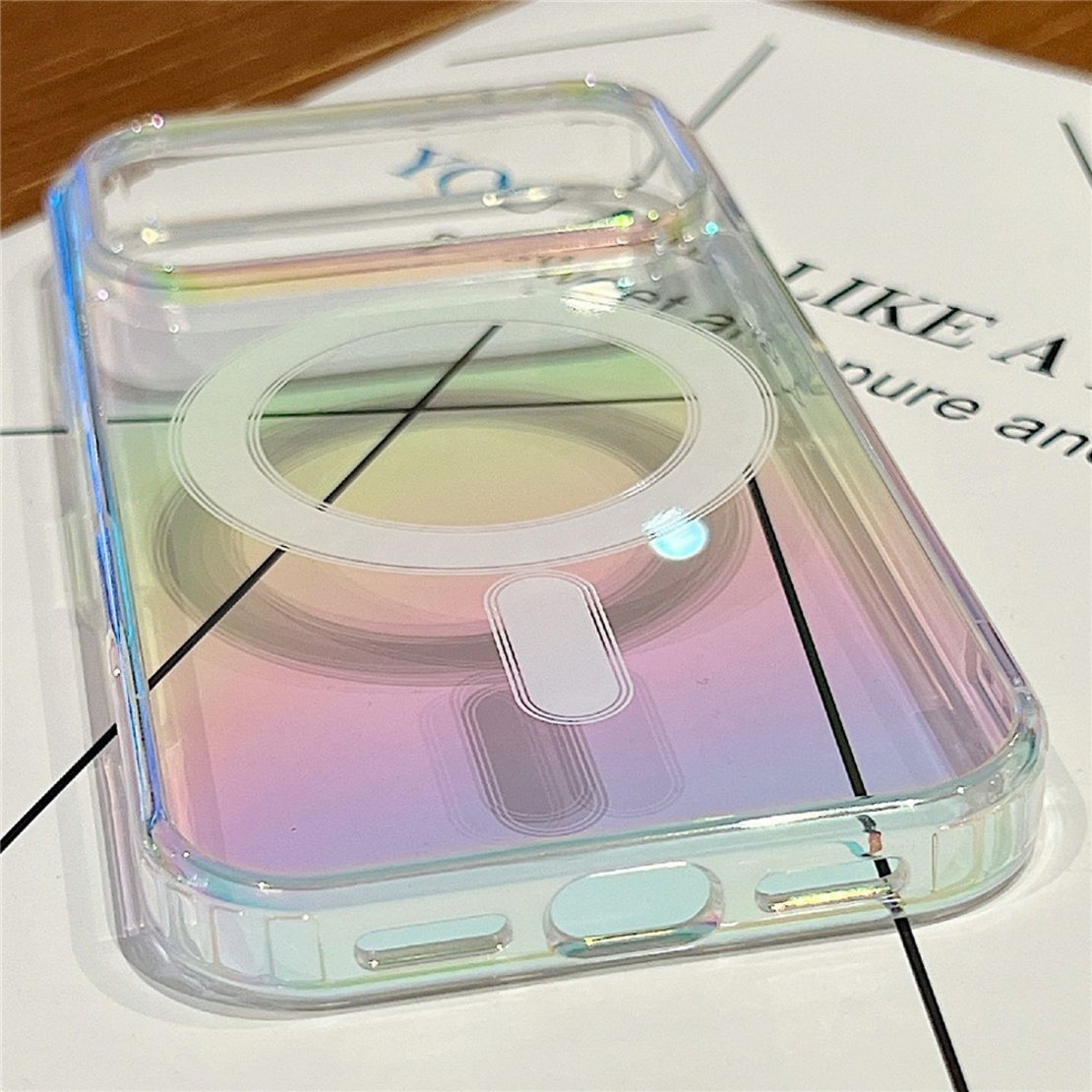 Husa Telefon, Vafy, Compatibila iPhone 17 Air, Model Cameleon, Magsafe, Schimbare Gradient de Culoare din Unghiuri Diferite, Multicolor