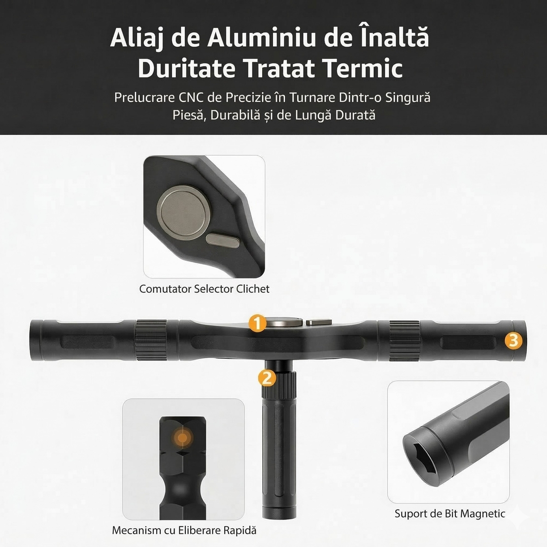 Set Surubelnita Cu Clichet, Vafy, 24 Piese, Sistem de prindere multipla, ergonomic si adaptiv, 16 × 9,3 × 3,6 cm, Negru