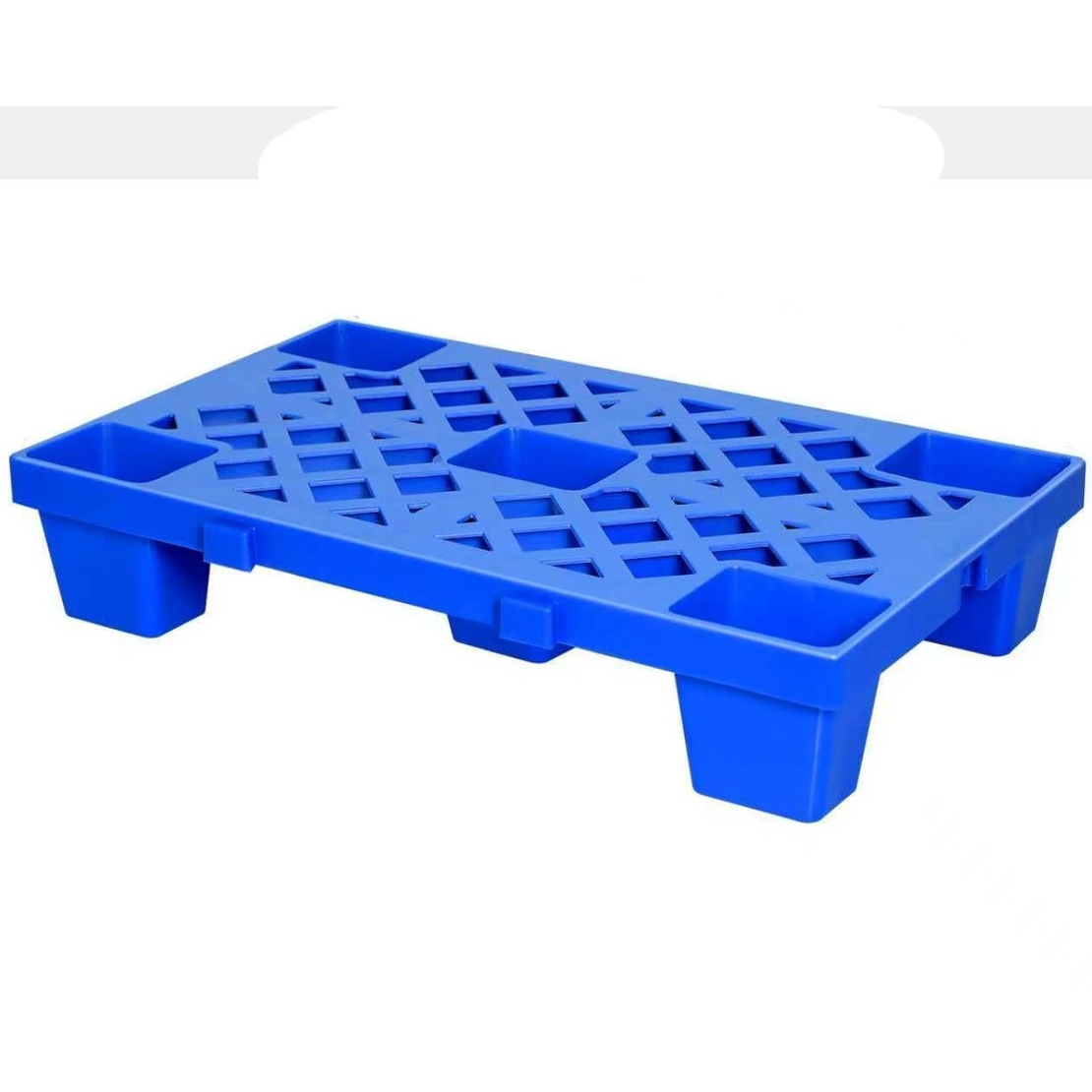Palet de Transport, Flippy, 60 x 40 x 10 cm, din Plastic durabil, Palet pentru Stivuitor in Depozit, Rezistent la Umiditate, Grila Ingrosata, 5 Picioare, Albastru