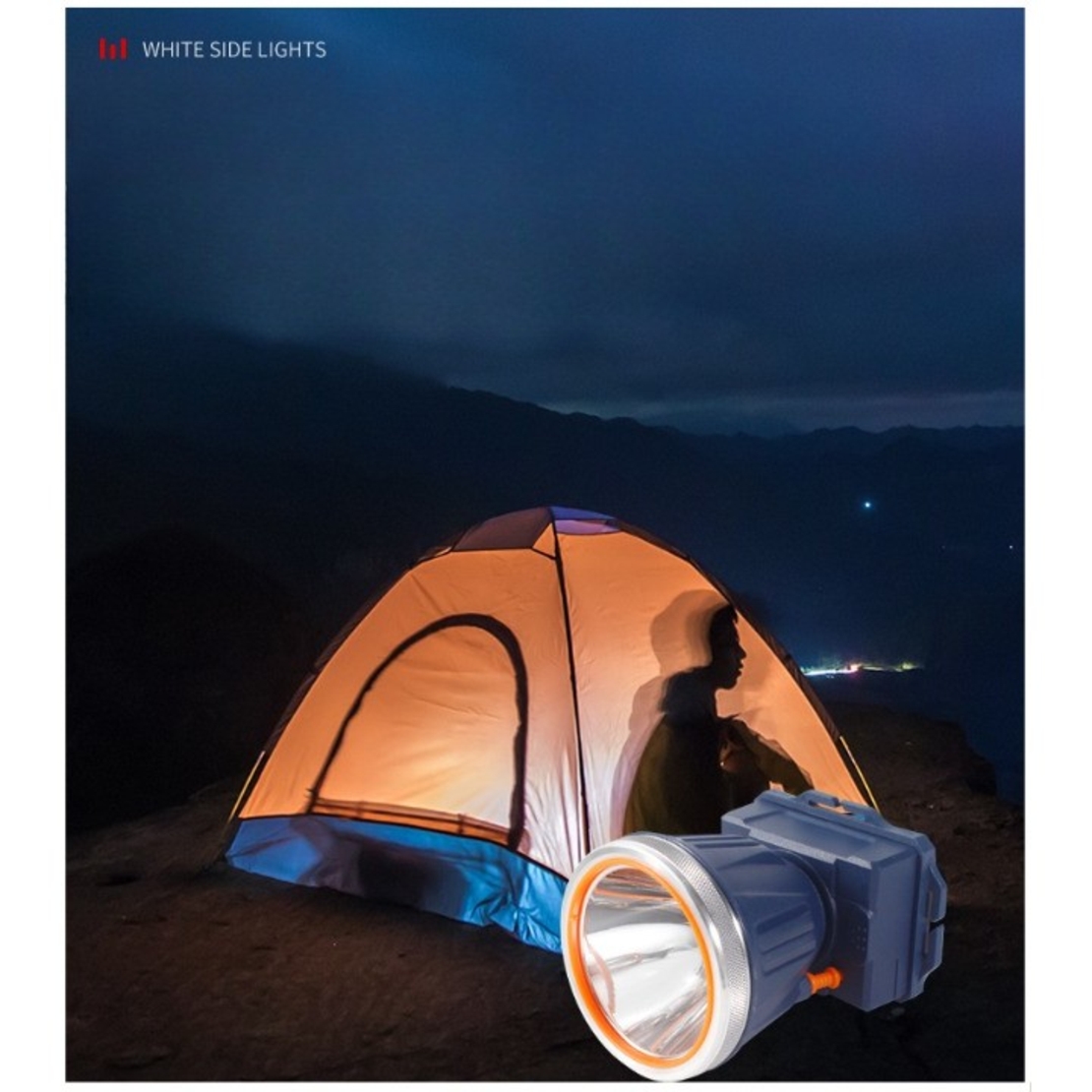 Lanterna LED de Montat pe Cap, Vafy, cu Raza Lunga de Zoom, Reincarcabila USB, Far Telescopic, Rezistent la Apa, Reglabil, pentru Pescuit in Aer Liber, Camping, Lumina Puternica, Lanterna, 10.5x8x6.5 cm, Albastru