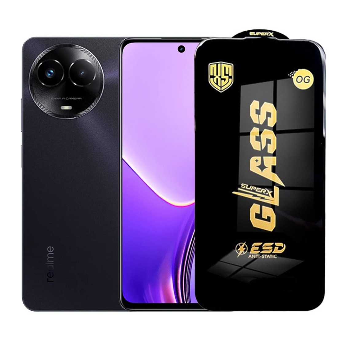 Folie de Protectie pentru Realme 11x, Vafy, Sticla Securizata ESD, Margini Negre, Rezistenta la Zgirieturi, Antistatica, 0.35 mm, Transparenta