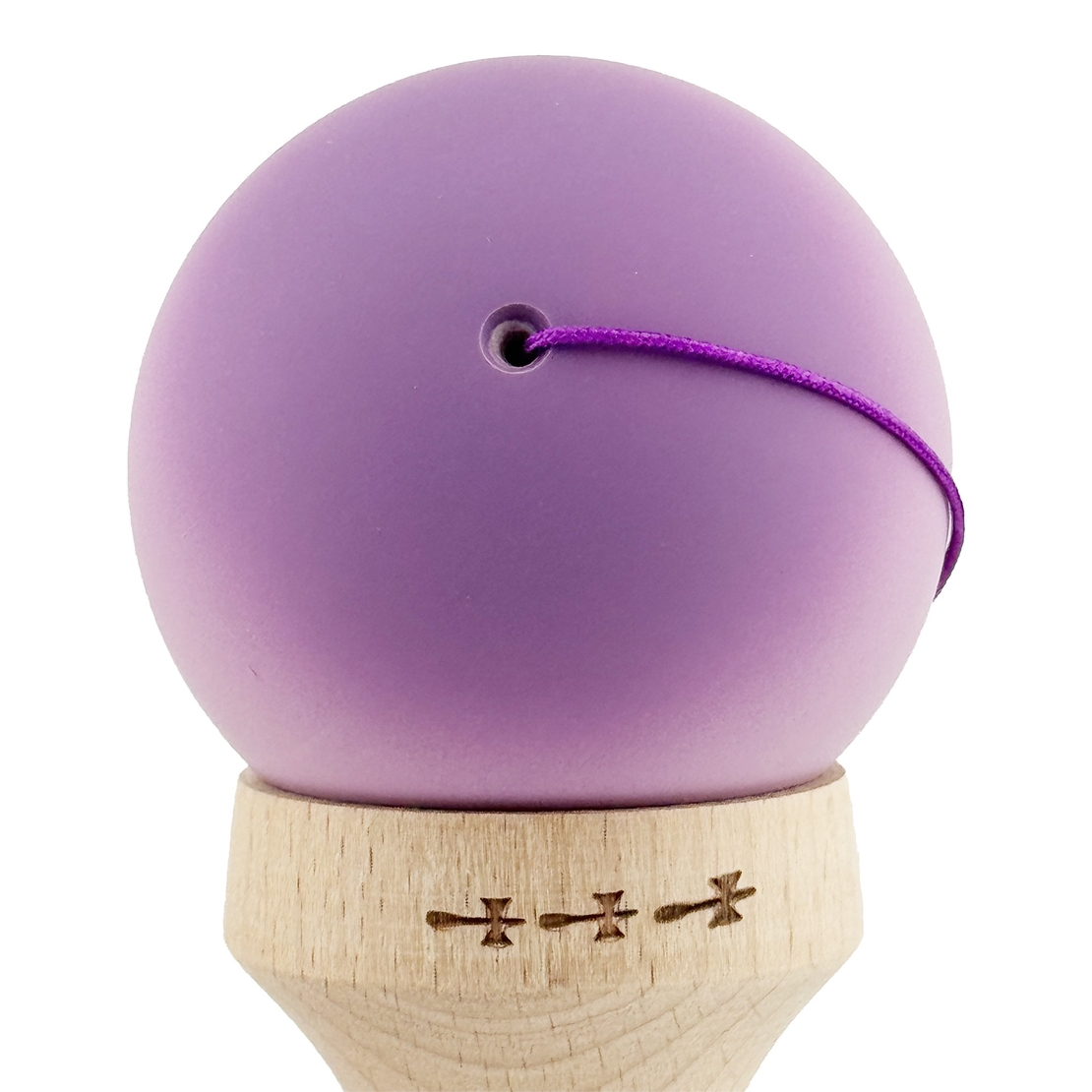 Kendama X Originala, Profesionala, Flippy, Cupe Mari KING SIZE V3, Rubber Grip, Gaura in Baza, Rulment Metalic, din lemn 18 cm, Ata 62/65 cm, Gradient Mov/Alb