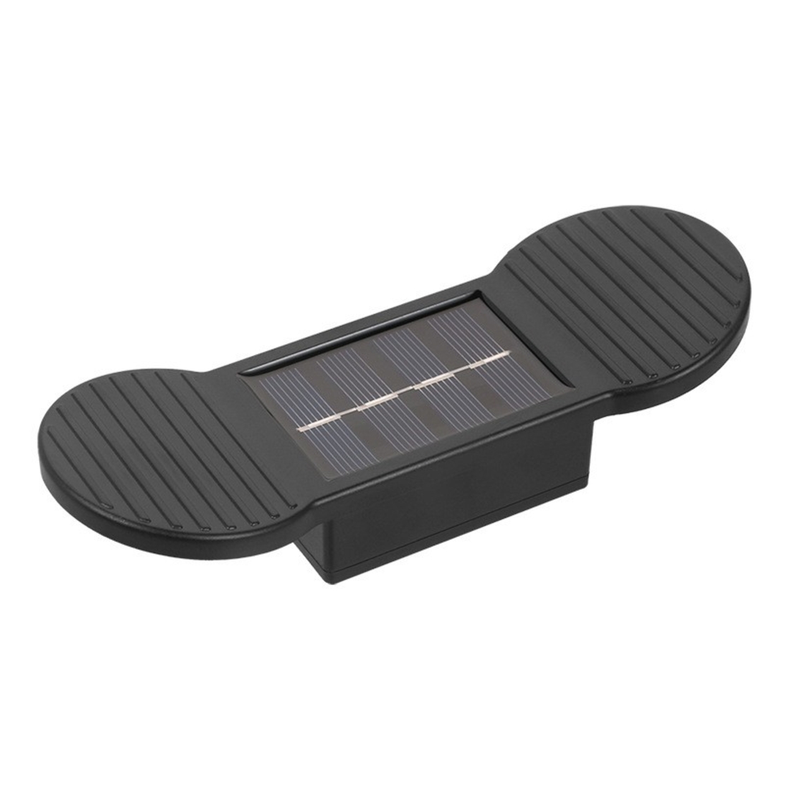 Aplica solara LED, Flippy, Set 4 Bucati, ABS/Policarbonat, rezistenta la apa IP65, 2 LED-uri SMD, pentru perete, scari, 1.2V, 600mah, 16 x 5.9 x 3.3 cm, Lumina Alb calda, Negru