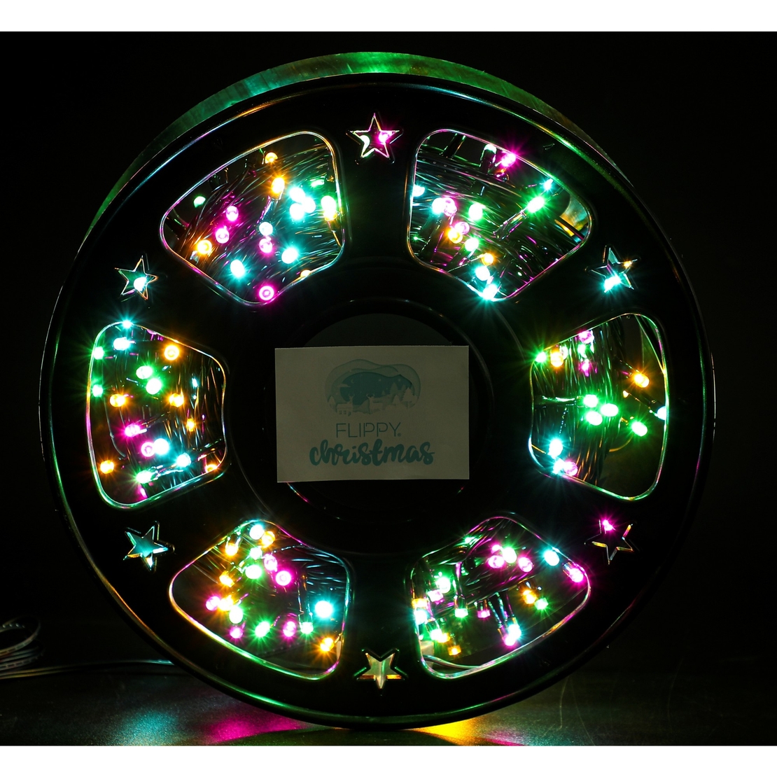 Instalatie Craciun liniara, fir negru, cu transformator, 50m, multicolor, 500 LED-uri, 8 jocuri de lumini, Vafy