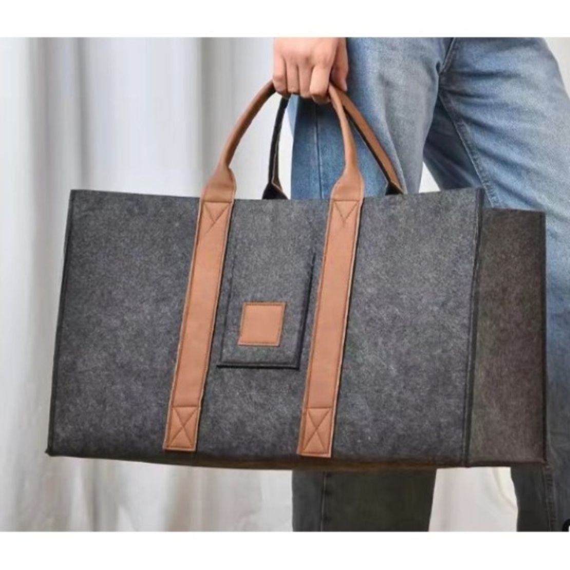 Cos Multifunctional pentru Rufe, Cos Depozitare, Vafy, Gri Inchis, 50x34x32, Geanta Durabila pentru Lemne si Accesorii