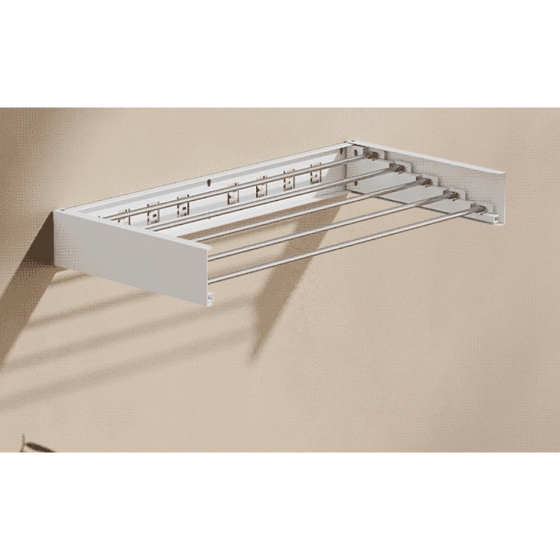 Suport Haine, Flippy, Depozitare si Uscare Rufe, din Aluminiu, Pliabil, Impermeabil, Montare prin Perforare, 80 cm, Alb
