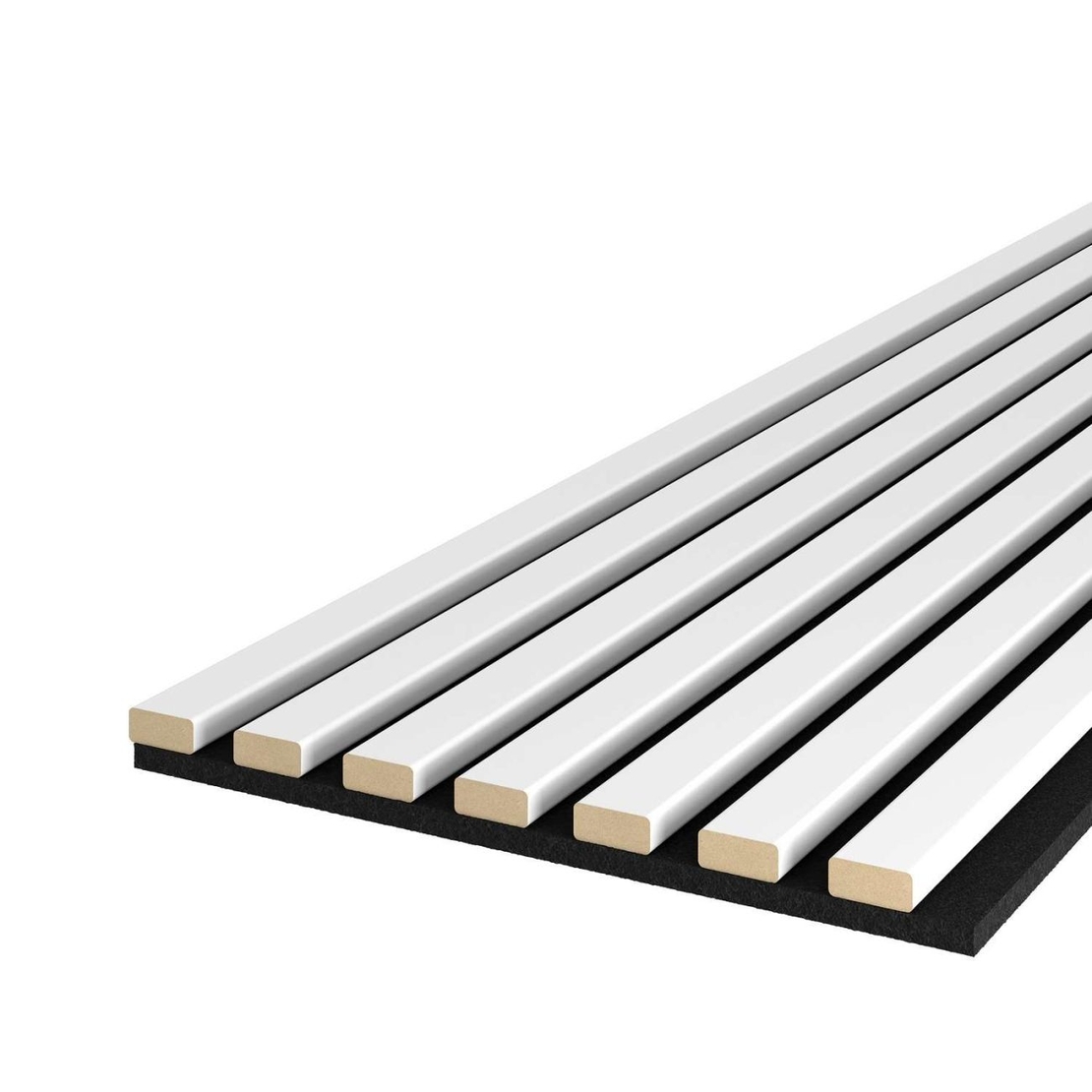Riflaj MDF decorativ LDA PREMIUM de tip Panou Acustic, Alb Mat, 260x40 cm