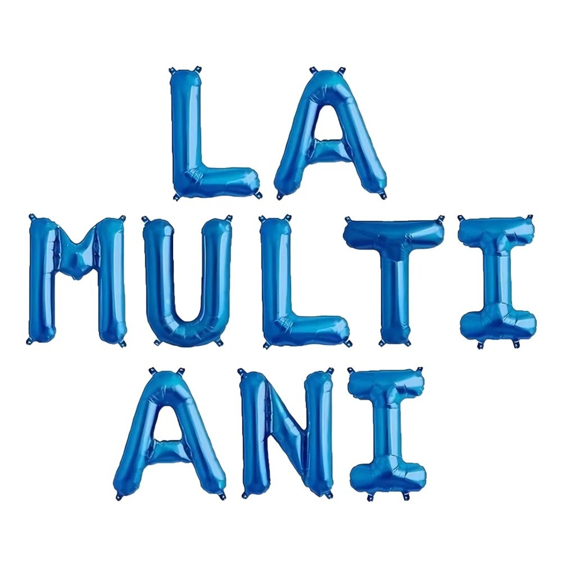 Set 10 Baloane din Folie Metalizata, Flippy, Figurine Litere, Model La multi ani, Tema Aniversare, 40 cm, Ambalaj Individual, Pai Inclus, Umflare cu