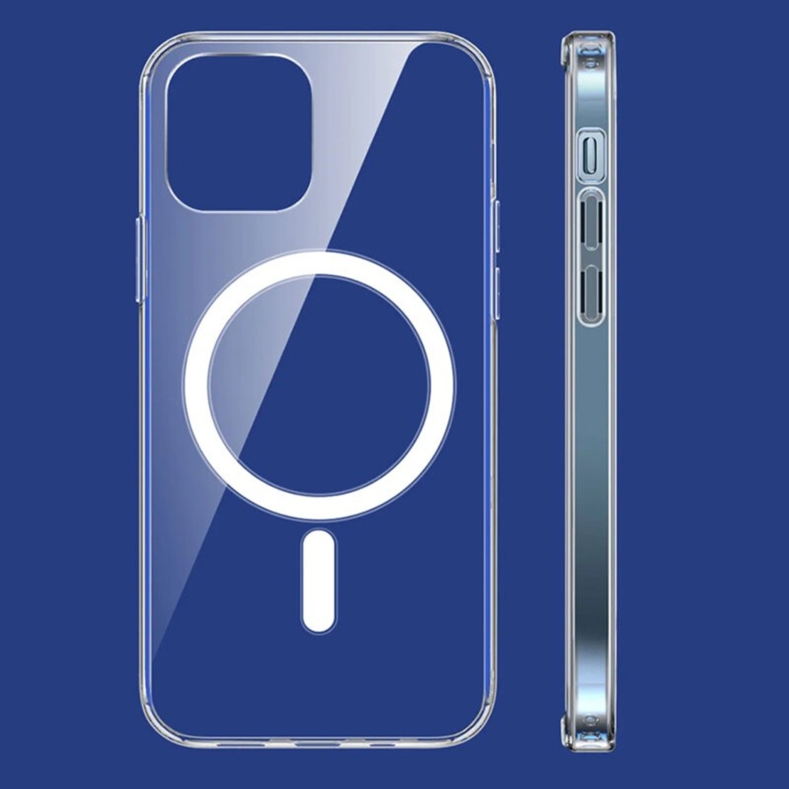 Husa de protectie Vafy compatibila cu Apple iPhone 15, MagSafe Blister, gaura mare camera, transparenta