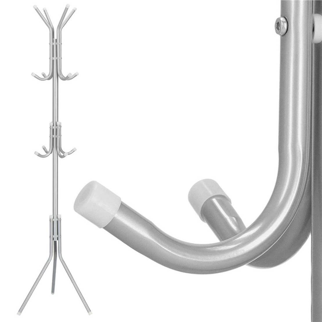 Cuier pentru haine, tip pom, cu 12 carlige, 173 cm, gri