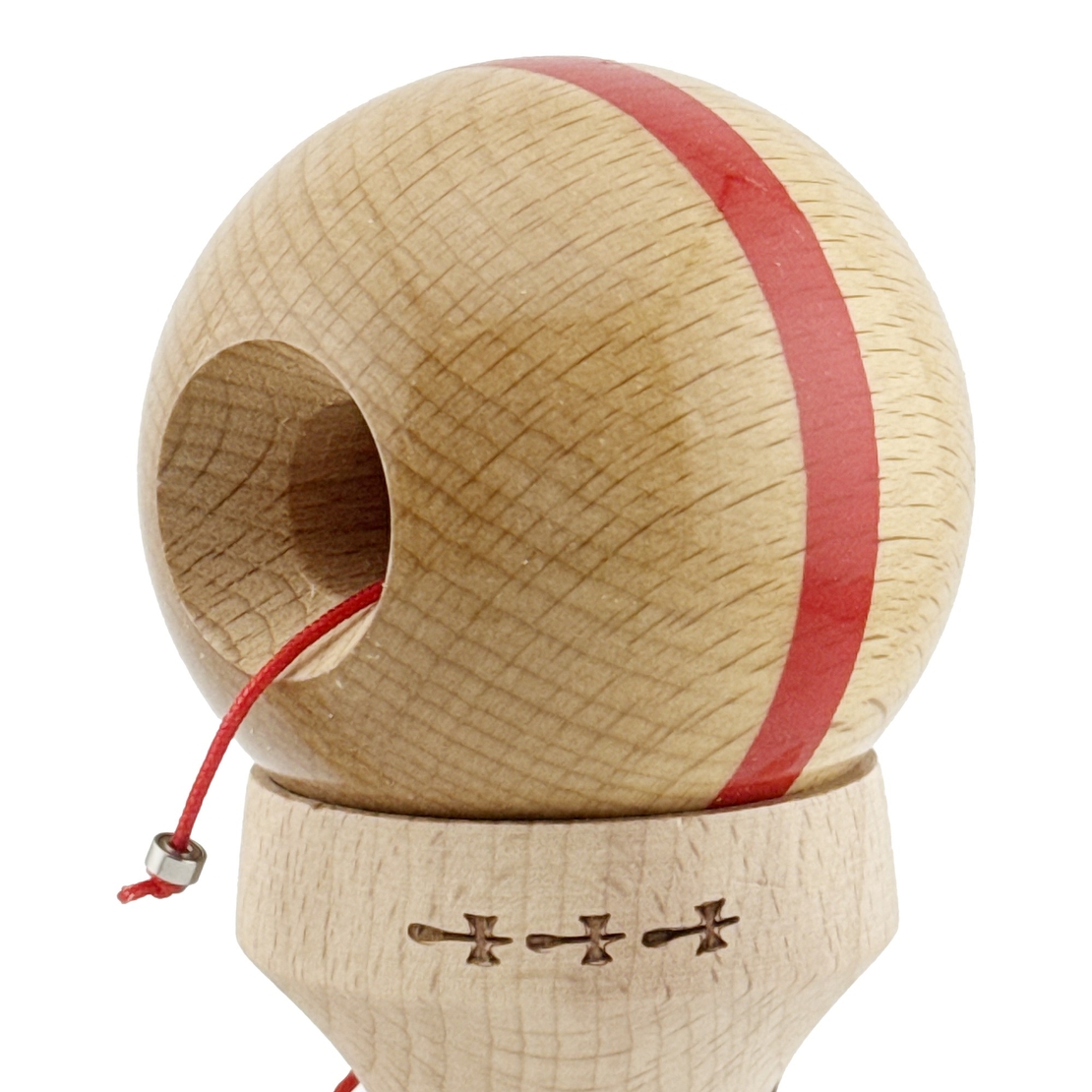 Kendama X Originala, Profesionala, Flippy, Super Sticky, Cupe Mari KING SIZE V3, Gaura in Baza, Rulment Metalic, din lemn 18 cm, Ata 62/65 cm, Original Rosu